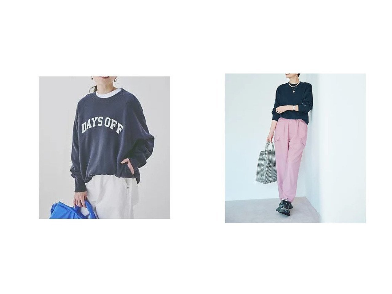 【Americana/アメリカーナ】の【五明祐子さんコラボ】【洗える】エンブロイダリーロングスリーブT&【LEE DAYS別注】【五明祐子さんコラボ】【洗える】DAYS OFFスウェット おすすめ人気トレンドファッション通販アイテム インテリア・キッズ・メンズ・レディースファッション・服の通販 founy(ファニー) 　ファッション　Fashion　レディースファッション　Fashion for Women　トップス・カットソー　Cut & Sew Tops　レディースパーカー・カジュアルフーディー　Casual Hoodies & Sweatshirts　スウェット・クルーネックトップス　Sweatshirts & Crewnecks / Relaxed Fit Sweat Tops　インナー　Innerwear　コラボ　Collaboration, Collab　ビッグ　Big, Oversized　レギュラー　Regular, Standard Fit　洗える　Machine Washable　グレー系　Gray　ホワイト系　White　ブルー系　Blue　|ID:crp329100000227235