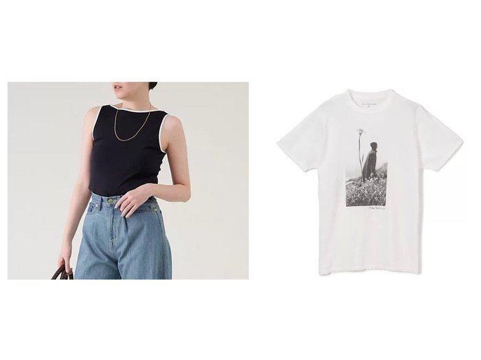 【martinique/マルティニーク】のコットンフライスノースリーブ&《別注》【クチュールドアダム 】 FlowerTee おすすめ人気トレンドファッション通販アイテム 人気、トレンドファッション・服の通販 founy(ファニー) 　ファッション　Fashion　レディースファッション　Fashion for Women　トップス・カットソー　Cut & Sew Tops　キャミソール&ノースリーブ　Camisoles & Sleeveless Tops　おすすめ　Recommended / Our Picks　インナー　Innerwear　ストレッチ　Stretch, Stretchy Fabric　トレンド　Trend, Trending Now　パイピング　Piping, Trim Design　フィット　Fit, Slim Fit　ボトム　Bottoms, Lower Wear　定番　Standard, Basic Item　日本製　Made In Japan　2025年　2025　2025春夏・S/S　Spring/Summer 2025 SS25　コレクション　Collection, Seasonal Line　ヴィンテージ　Vintage Style　別注　Limited Edition, Custom Order　洗える　Machine Washable　|ID:crp329100000227236