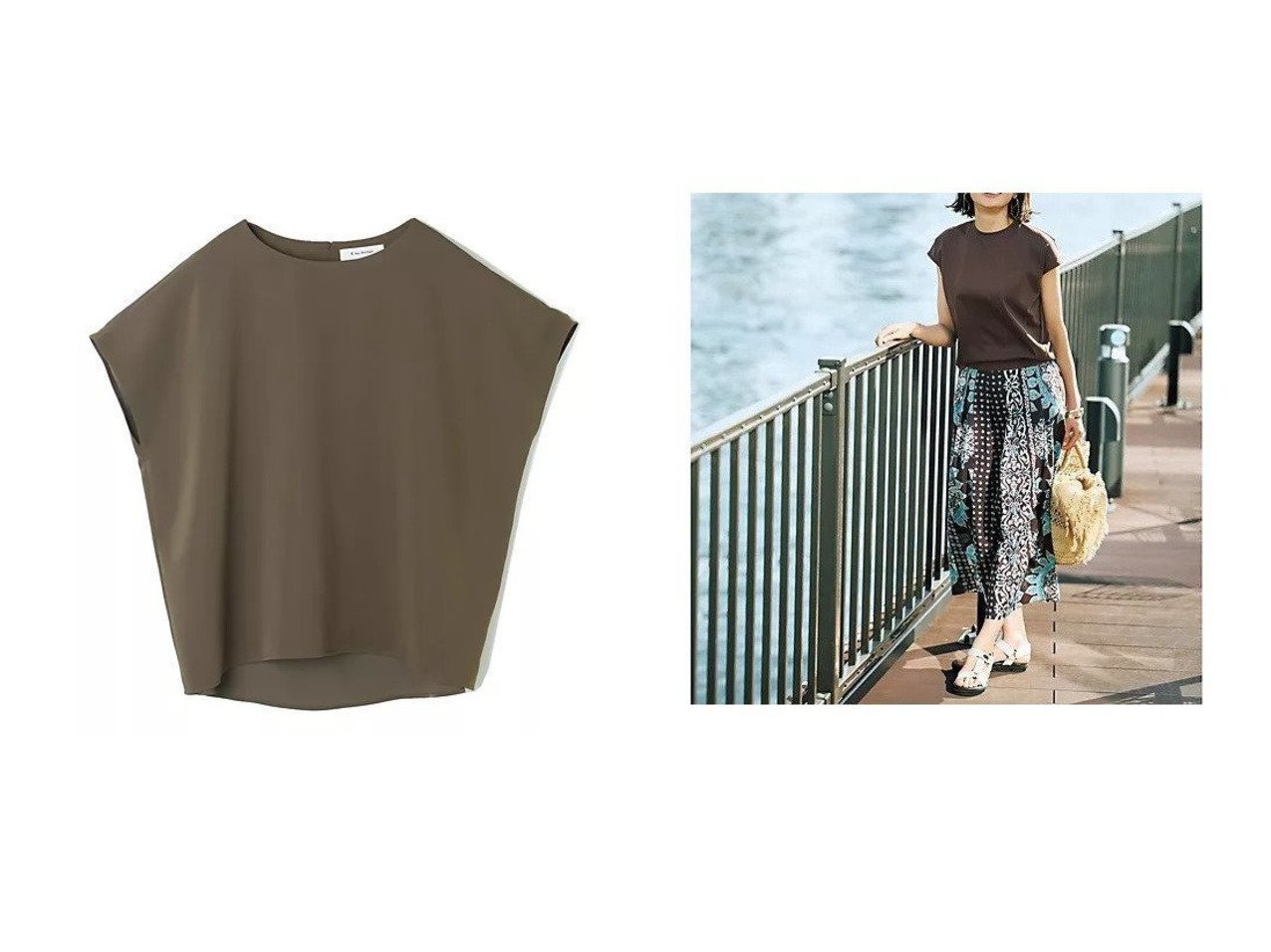 【E by eclat/イーバイエクラ】の【とろみ】コクーンブラウス&接触冷感フレンチスリーブTシャツ おすすめ人気トレンドファッション通販アイテム インテリア・キッズ・メンズ・レディースファッション・服の通販 founy(ファニー) 　ファッション　Fashion　レディースファッション　Fashion for Women　トップス・カットソー　Cut & Sew Tops　シャツ・ブラウス・オフィスカジュアル　Elegant Blouses & Button-Ups　ロングTシャツ・Tシャツ　Longline T-Shirts & Tees　とろみ　Fluid, Flowy Fabric　カッティング　Cutting Detail　シンプル　Simple, Minimal　リュクス　Luxury, Elegant, High-End, Chic　洗える　Machine Washable　ブラウン系　Brown　レッド系　Red　ブラック系　Black　ブルー系　Blue　ホワイト系　White　グレー系　Gray　|ID:crp329100000227251