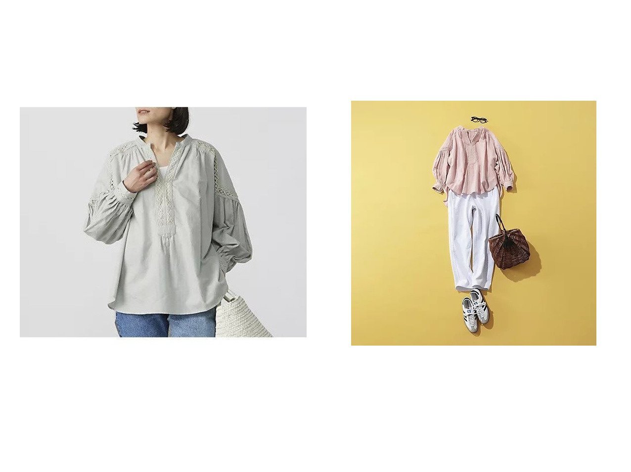 レースと天然素材で魅せる軽やかなボリュームブラウス【NE QUITTEZ PAS(ヌキテパ)】の通販 おすすめ人気トレンドファッション通販アイテム インテリア・キッズ・メンズ・レディースファッション・服の通販 founy(ファニー) 　ファッション　Fashion　レディースファッション　Fashion for Women　ギャザー　Gathered, Ruffled　リネン　Linen, Linen Fabric　レース　Lace, Lace Fabric　|ID:crp329100000227264