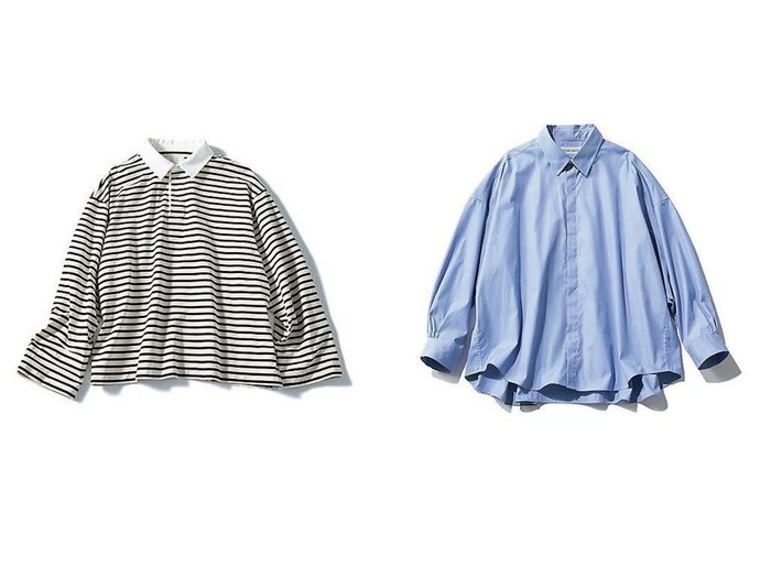 トラッドとやわらかさを兼ね備えた大人の洗練シャツスタイル【12closet(トゥエルブクローゼット)】の通販 おすすめ人気トレンドファッション通販アイテム 人気、トレンドファッション・服の通販 founy(ファニー) 　ファッション　Fashion　レディースファッション　Fashion for Women　トップス・カットソー　Cut & Sew Tops　シャツ・ブラウス・オフィスカジュアル　Elegant Blouses & Button-Ups　バッグ　Bags　カットソー　Cut and Sewn Top　スキッパー　Skipper, Open Collar　トレンド　Trend, Trending Now　フラット　Flat, Flat Shoes　ボーダー　Border, Stripe　エレガント 上品　Elegant　洗える　Machine Washable　長袖　Long Sleeve, Full Sleeve　ギャザー　Gathered, Ruffled　ストライプ　Stripe, Striped Pattern　フロント　Front, Front Design　ヨーク　Yoke, Yoke Design　定番　Standard, Basic Item　春　Spring　|ID:crp329100000227269