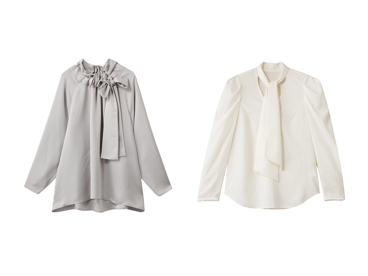 サテンリボンブラウスとボウタイリボンブラウスで楽しむ上品で華やかなスタイリング DESIGN WORKS(デザイン ワークス)の通販 おすすめ人気トレンドファッション通販アイテム インテリア・キッズ・メンズ・レディースファッション・服の通販 founy(ファニー) 　ファッション　Fashion　レディースファッション　Fashion for Women　トップス・カットソー　Cut & Sew Tops　シャツ・ブラウス・オフィスカジュアル　Elegant Blouses & Button-Ups　バッグ　Bags　オケージョン　Occasion Wear　ギャザー　Gathered, Ruffled　クラシカル　Classical, Vintage-Inspired　スリーブ　Sleeve, Long Sleeve / Short Sleeve　センター　Center, Center Line　タイトスカート　Pencil Skirt, Tight Skirt　フェミニン　Feminine, Girly　フレア　Flare, Flared　ボトム　Bottoms, Lower Wear　リボン　Ribbon, Bow　ロング　Long, Long-Length　エレガント 上品　Elegant　新作・新入荷　New Arrivals / New In　ジャケット　Jacket, Outerwear　ストレッチ　Stretch, Stretchy Fabric　ドレープ　Drape, Draping Fabric　ビジネス 仕事 通勤　Business / Work / Commuting　ゴールド系　Gold　ブルー系　Blue　ホワイト系　White　|ID:crp329100000227285