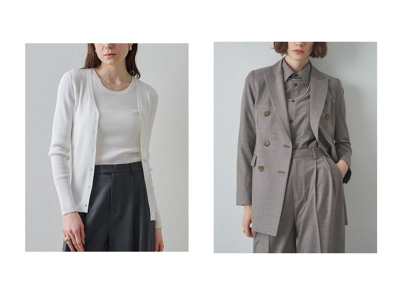 リブカーディガンとダブルジャケットで整える上品で洗練されたスタイリング Drawing Numbers(ドローイング ナンバーズ)の通販 おすすめ人気トレンドファッション通販アイテム インテリア・キッズ・メンズ・レディースファッション・服の通販 founy(ファニー) 　ファッション　Fashion　レディースファッション　Fashion for Women　トップス・カットソー　Cut & Sew Tops　ニット　Knit Tops & Sweaters　カーディガン・羽織り　Layered Style Cardigans　Vネックトップス　V-Neck Tops / V-Cut Neckline Shirts　アウター　Coat / Outerwear Collection　レディースジャケット・軽アウター　Jackets　おすすめ　Recommended / Our Picks　インナー　Innerwear　カーディガン　Cardigan, Knitwear　クラシック　Classic, Timeless Style　シンプル　Simple, Minimal　タンク　Tank Top, Sleeveless Top　デコルテ　Décolleté, Neckline　リブニット　Rib Knit, Ribbed Knit　新作・新入荷　New Arrivals / New In　ホワイト系　White　ブラック系　Black　ブラウン系　Brown　|ID:crp329100000227302