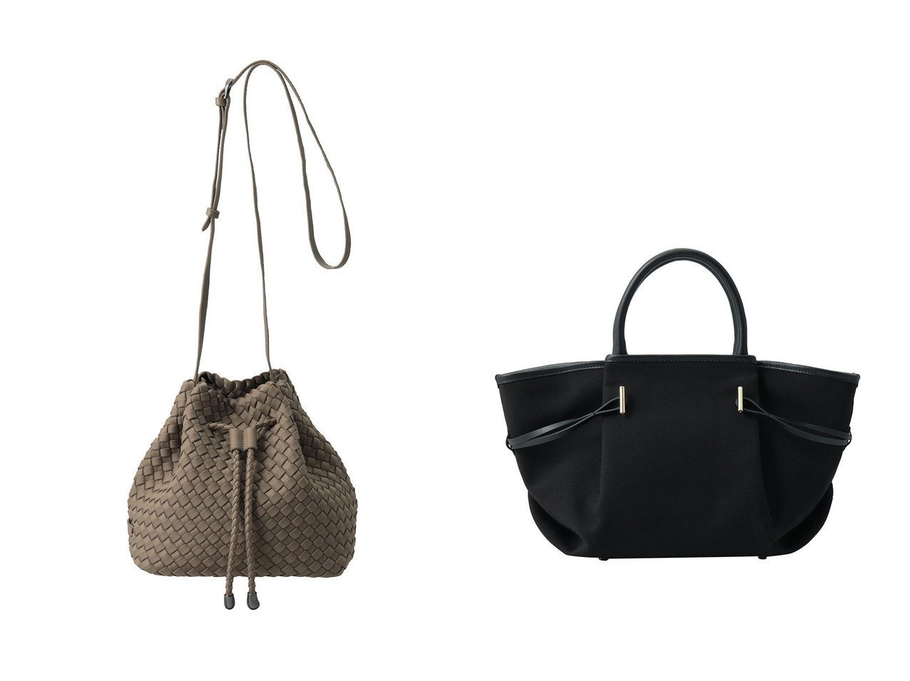 キャンバストートと巾着ショルダーバッグで整える上品で実用的なスタイル heliopole(エリオポール)の通販 おすすめ人気トレンドファッション通販アイテム インテリア・キッズ・メンズ・レディースファッション・服の通販 founy(ファニー) 　ファッション　Fashion　レディースファッション　Fashion for Women　バッグ　Bags　コンパクト　Compact, Small Size　ショルダー　Shoulder, Shoulder Strap　スーツ　Suit, Formalwear　巾着　Drawstring Bag, Kinchaku　新作・新入荷　New Arrivals / New In　キャンバス　Canvas, Canvas Fabric　シンプル　Simple, Minimal　フォルム　Silhouette, Form　メタル　Metal, Metal Parts　リボン　Ribbon, Bow　エレガント 上品　Elegant　A/W・秋冬　Autumn/Winter　ブラック系　Black　ブラウン系　Brown　|ID:crp329100000227308