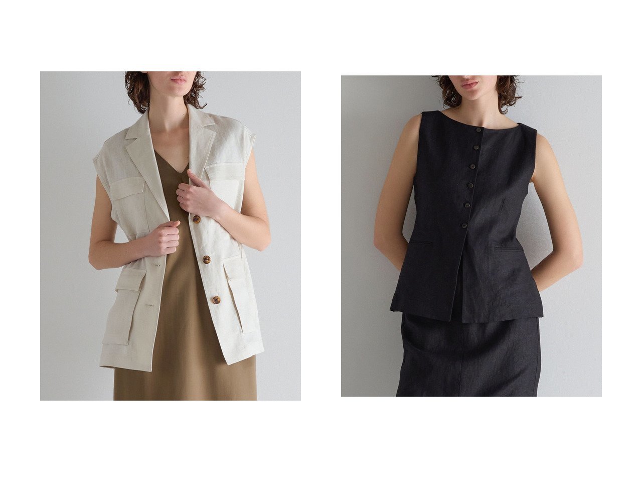 リネンジレで楽しむ軽やかで立体感のあるレイヤードスタイル martinique(マルティニーク)の通販 おすすめ人気トレンドファッション通販アイテム インテリア・キッズ・メンズ・レディースファッション・服の通販 founy(ファニー) 　ファッション　Fashion　レディースファッション　Fashion for Women　アウター　Coat / Outerwear Collection　レディースジャケット・軽アウター　Jackets　おすすめ　Recommended / Our Picks　カットソー　Cut and Sewn Top　シンプル　Simple, Minimal　ジャケット　Jacket, Outerwear　ドローコード　Drawcord, Drawstring Cord　ベスト　Vest, Waistcoat　ポケット　Pocket, Pocket Detail　リネン　Linen, Linen Fabric　夏　Summer　新作・新入荷　New Arrivals / New In　ブラック系　Black　|ID:crp329100000227309