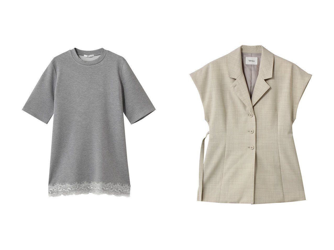 構築的ベストとレースTシャツで楽しむモードと柔らかさを兼ね備えたスタイリング Venica(ヴェニカ)の通販 おすすめ人気トレンドファッション通販アイテム インテリア・キッズ・メンズ・レディースファッション・服の通販 founy(ファニー) 　ファッション　Fashion　レディースファッション　Fashion for Women　トップス・カットソー　Cut & Sew Tops　シャツ・ブラウス・オフィスカジュアル　Elegant Blouses & Button-Ups　ロングTシャツ・Tシャツ　Longline T-Shirts & Tees　カットソー・ベーシックTシャツ　Cut-and-Sewn Tops / Stretch Tees & Basics　アウター　Coat / Outerwear Collection　レディースジャケット・軽アウター　Jackets　とろみ　Fluid, Flowy Fabric　ショート　Short, Short Length　スリーブ　Sleeve, Long Sleeve / Short Sleeve　レース　Lace, Lace Fabric　半袖　Short Sleeve, Half Sleeve　新作・新入荷　New Arrivals / New In　シェイプ　Shape, Slim Fit　ショルダー　Shoulder, Shoulder Strap　ジャケット　Jacket, Outerwear　フォルム　Silhouette, Form　ベスト　Vest, Waistcoat　マニッシュ　Mannish, Boyish　夏　Summer　春　Spring　S/S・春夏　SS, Spring/Summer, Warm Season　|ID:crp329100000227324