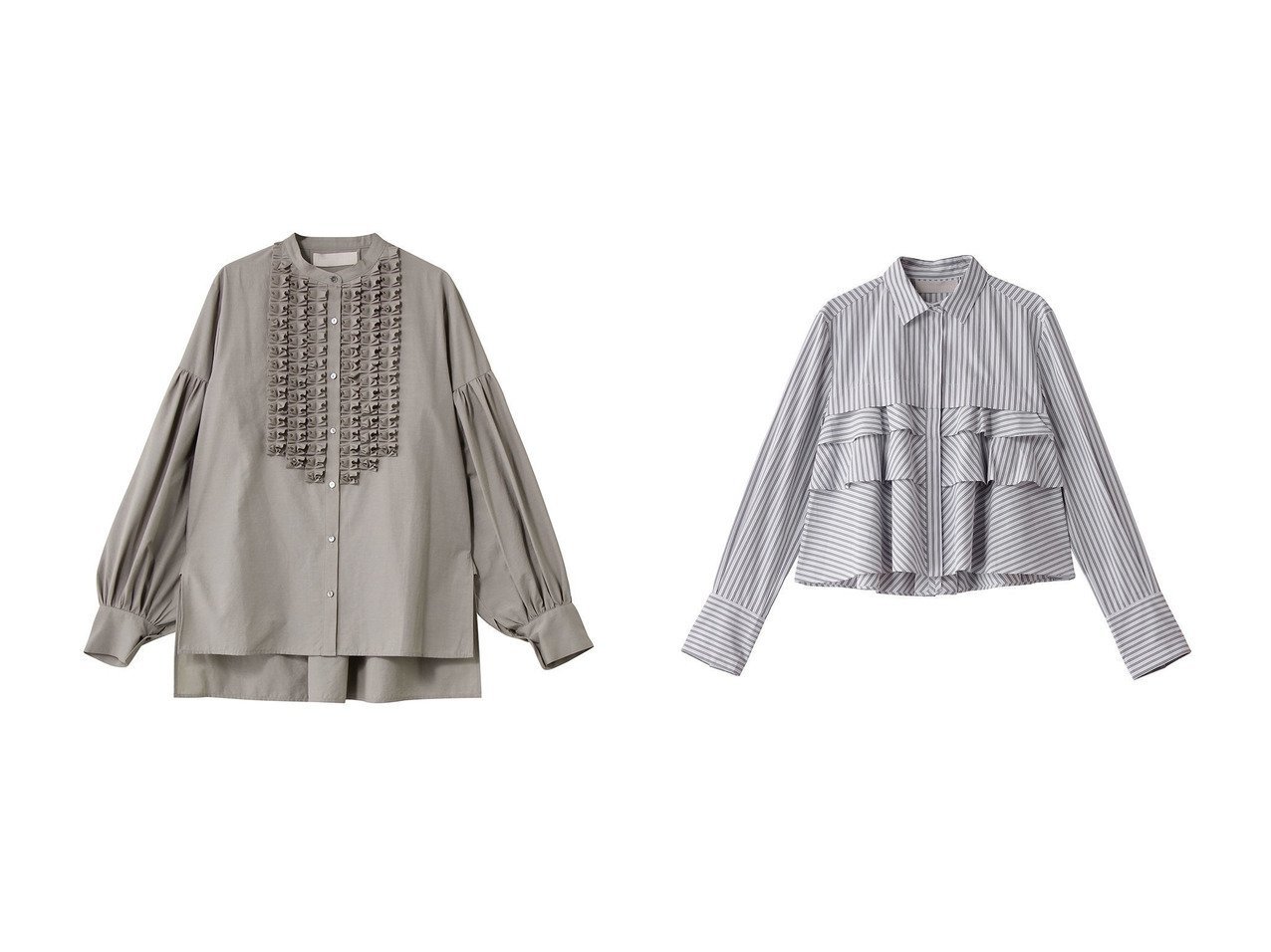 ラッフルブラウスとフリルシャツで楽しむ華やかで立体感のあるスタイリング MARILYN MOON(マリリンムーン)の通販 おすすめ人気トレンドファッション通販アイテム インテリア・キッズ・メンズ・レディースファッション・服の通販 founy(ファニー) 　ファッション　Fashion　レディースファッション　Fashion for Women　トップス・カットソー　Cut & Sew Tops　シャツ・ブラウス・オフィスカジュアル　Elegant Blouses & Button-Ups　オケージョン　Occasion Wear　コンパクト　Compact, Small Size　ジャケット　Jacket, Outerwear　スリーブ　Sleeve, Long Sleeve / Short Sleeve　バランス　Balance, Style Balance　ロング　Long, Long-Length　人気　Popular, Best Seller　新作・新入荷　New Arrivals / New In　ブルー系　Blue　グレー系　Gray　ホワイト系　White　ブラック系　Black　|ID:crp329100000227326