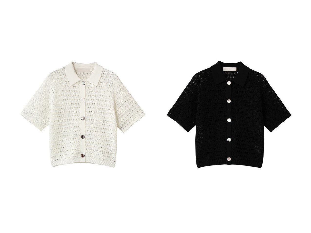 クロシェポロニットカーディガンで楽しむ軽やかでモダンなサマースタイル MARILYN MOON(マリリンムーン)の通販 おすすめ人気トレンドファッション通販アイテム インテリア・キッズ・メンズ・レディースファッション・服の通販 founy(ファニー) 　ファッション　Fashion　レディースファッション　Fashion for Women　トップス・カットソー　Cut & Sew Tops　ニット　Knit Tops & Sweaters　カーディガン・羽織り　Layered Style Cardigans　おすすめ　Recommended / Our Picks　かぎ針　Crochet　カーディガン　Cardigan, Knitwear　サマー　Summer, Summer Style　デニム　Denim, Jeans Material　ボトム　Bottoms, Lower Wear　モダン　Modern, Contemporary　夏　Summer　新作・新入荷　New Arrivals / New In　透かし　Cut-Out, Lacework　ホワイト系　White　ブラック系　Black　|ID:crp329100000227327