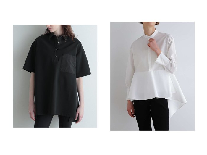 異素材トップスとペプラムシャツで楽しむモード感と立体シルエット LE PHIL(ル フィル)の通販 おすすめ人気トレンドファッション通販アイテム 人気、トレンドファッション・服の通販 founy(ファニー) 　ファッション　Fashion　レディースファッション　Fashion for Women　トップス・カットソー　Cut & Sew Tops　シャツ・ブラウス・オフィスカジュアル　Elegant Blouses & Button-Ups　ロングTシャツ・Tシャツ　Longline T-Shirts & Tees　カットソー・ベーシックTシャツ　Cut-and-Sewn Tops / Stretch Tees & Basics　スポーツウェア　Functional & Stylish Sportswear　スポーツ トップス　Athletic Tops / Workout Tops / Training Shirts　春　Spring　ショート　Short, Short Length　ストレッチ　Stretch, Stretchy Fabric　スリーブ　Sleeve, Long Sleeve / Short Sleeve　タフタ　Taffeta, Structured Fabric　ポケット　Pocket, Pocket Detail　ポロシャツ　Polo Shirt, Collared Tee　ミックス　Mix, Mixed Style　S/S・春夏　SS, Spring/Summer, Warm Season　夏　Summer　エレガント 上品　Elegant　新作・新入荷　New Arrivals / New In　|ID:crp329100000227338