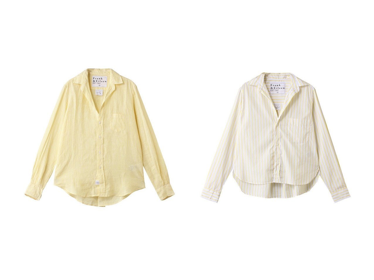 イエローストライプが映える爽やかなシャツを集めて フランク&アイリーン(フランク&アイリーン)の通販 おすすめ人気トレンドファッション通販アイテム インテリア・キッズ・メンズ・レディースファッション・服の通販 founy(ファニー) 　ファッション　Fashion　レディースファッション　Fashion for Women　トップス・カットソー　Cut & Sew Tops　シャツ・ブラウス・オフィスカジュアル　Elegant Blouses & Button-Ups　イエロー　Yellow　ストライプ　Stripe, Striped Pattern　スリーブ　Sleeve, Long Sleeve / Short Sleeve　デコルテ　Décolleté, Neckline　リネン　Linen, Linen Fabric　ロング　Long, Long-Length　夏　Summer　新作・新入荷　New Arrivals / New In　羽織　Haori, Light Jacket　エレガント 上品　Elegant　春　Spring　イエロー系　Yellow　|ID:crp329100000227347