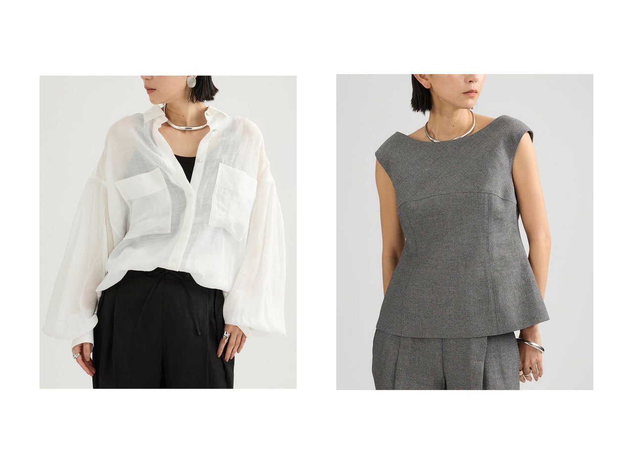 【素材の美しさと立体シルエットで魅せるビスチェとブラウス】Chaos(カオス)の通販 おすすめ人気トレンドファッション通販アイテム インテリア・キッズ・メンズ・レディースファッション・服の通販 founy(ファニー) 　ファッション　Fashion　レディースファッション　Fashion for Women　トップス・カットソー　Cut & Sew Tops　シャツ・ブラウス・オフィスカジュアル　Elegant Blouses & Button-Ups　キャミソール&ノースリーブ　Camisoles & Sleeveless Tops　ビスチェ　Bustiers & Corset Tops / Layered Bustier Style　スリーブ　Sleeve, Long Sleeve / Short Sleeve　フォルム　Silhouette, Form　ロング　Long, Long-Length　新作・新入荷　New Arrivals / New In　イエロー系　Yellow　ブルー系　Blue　ホワイト系　White　ブラック系　Black　|ID:crp329100000227364