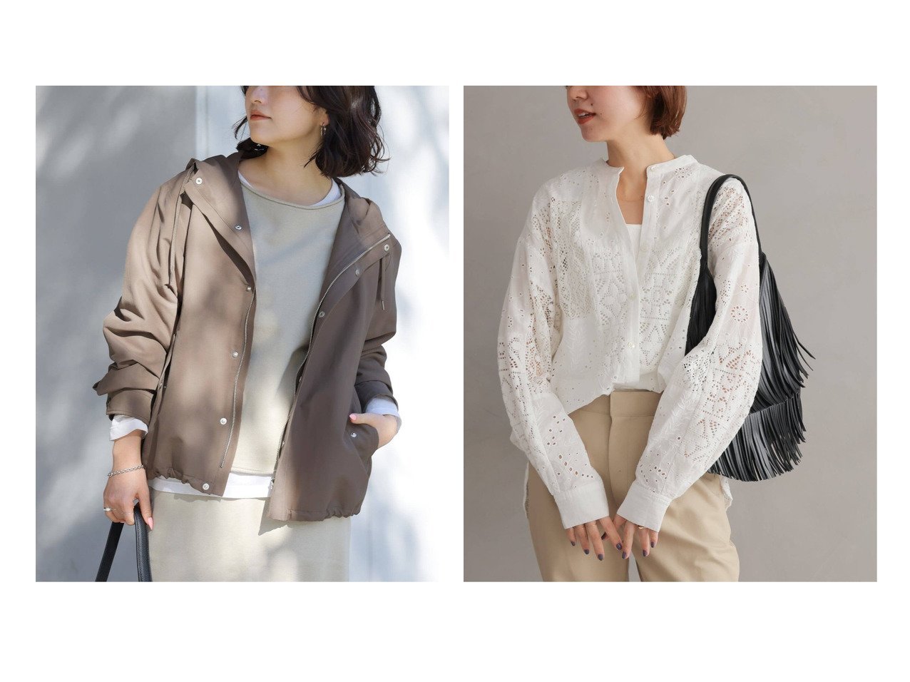 【レースシャツと撥水マウンテンパーカーで整える軽やかな装い】JOURNAL STANDARD relume(ジャーナルスタンダード レリューム)の通販 おすすめ人気トレンドファッション通販アイテム インテリア・キッズ・メンズ・レディースファッション・服の通販 founy(ファニー) 　ファッション　Fashion　レディースファッション　Fashion for Women　トップス・カットソー　Cut & Sew Tops　レディースパーカー・カジュアルフーディー　Casual Hoodies & Sweatshirts　シャツ・ブラウス・オフィスカジュアル　Elegant Blouses & Button-Ups　2026年　2026　デニム　Denim, Jeans Material　ドローコード　Drawcord, Drawstring Cord　パーカー　Hoodie, Parka　ベーシック　Basic, Essential　ミックス　Mix, Mixed Style　グリーン系　Green　ベージュ系　Beige　ブルー系　Blue　ホワイト系　White　ブラック系　Black　|ID:crp329100000227382