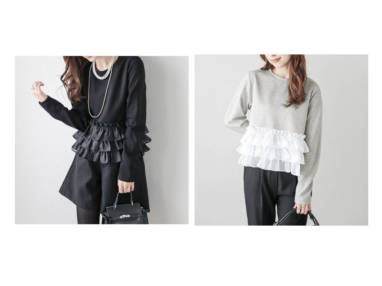 【ティアードフリルが映えるコンパクトトップスで叶える上品スタイル】Lajour(ラジュール)の通販 おすすめ人気トレンドファッション通販アイテム インテリア・キッズ・メンズ・レディースファッション・服の通販 founy(ファニー) 　ファッション　Fashion　レディースファッション　Fashion for Women　トップス・カットソー　Cut & Sew Tops　2025年　2025　2025-2026秋冬・A/W　Autumn/Winter 2025–26 AW25–26　なめらか　Smooth, Silky Texture　カットソー　Cut and Sewn Top　コンパクト　Compact, Small Size　シアー　Sheer, See-Through　ショート　Short, Short Length　シンプル　Simple, Minimal　ティアード　Tiered, Tiered Style　フェミニン　Feminine, Girly　フリル　Frill, Ruffle　エレガント 上品　Elegant　長袖　Long Sleeve, Full Sleeve　ホワイト系　White　ブラック系　Black　グレー系　Gray　|ID:crp329100000227385