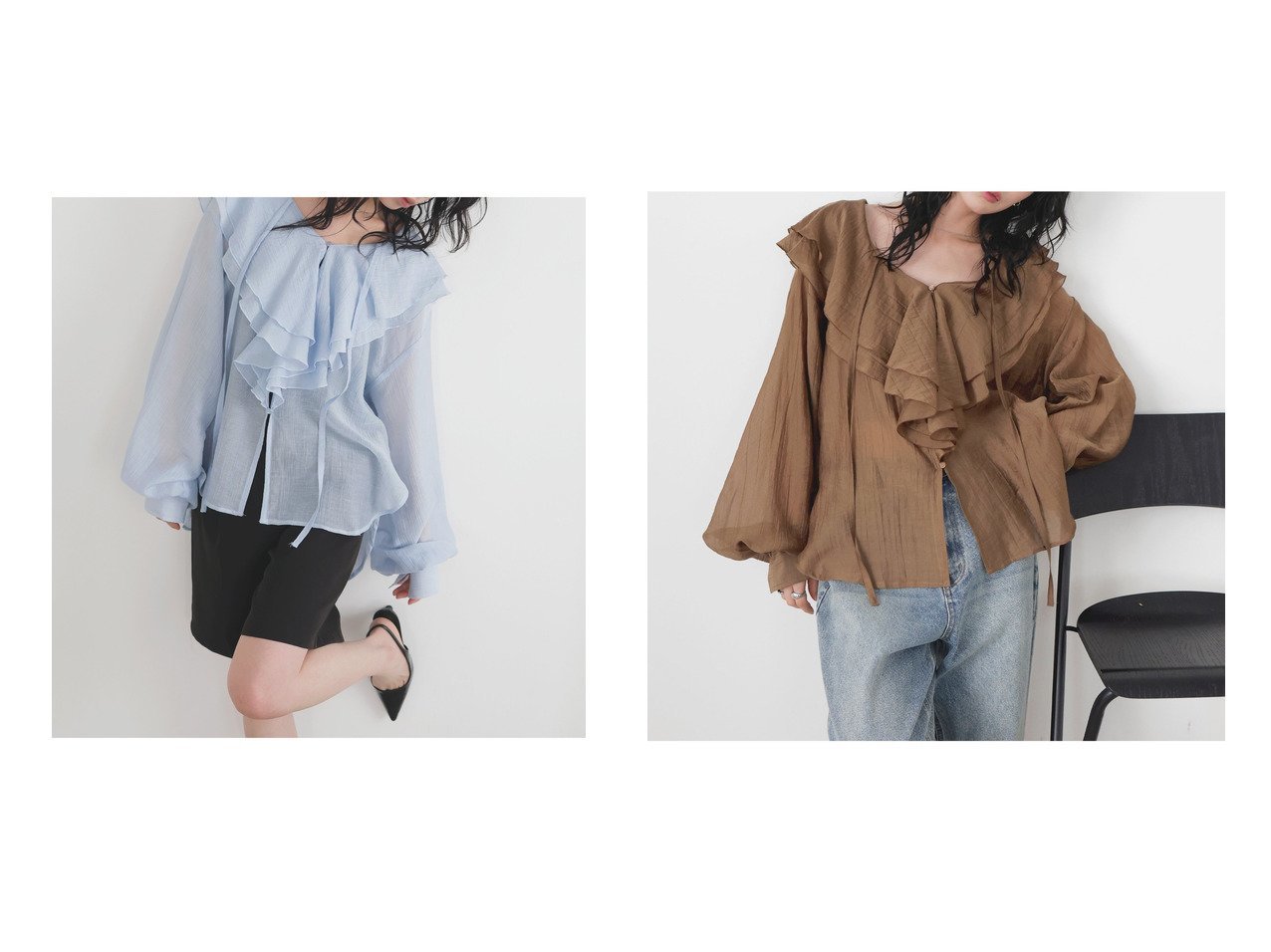 【ラッフルデザインが映えるシアーブラウス】Lian(リアン)の通販 おすすめ人気トレンドファッション通販アイテム インテリア・キッズ・メンズ・レディースファッション・服の通販 founy(ファニー) 　ファッション　Fashion　レディースファッション　Fashion for Women　トップス・カットソー　Cut & Sew Tops　シャツ・ブラウス・オフィスカジュアル　Elegant Blouses & Button-Ups　フリル　Frill, Ruffle　エレガント 上品　Elegant　ブルー系　Blue　ブラック系　Black　ブラウン系　Brown　ホワイト系　White　レッド系　Red　|ID:crp329100000227396