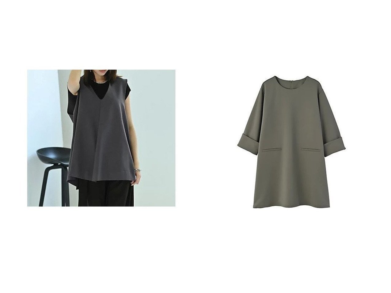 【チュニックワンピースと背面タックベストで叶える上品で快適な通年スタイル】STYLE DELI(スタイルデリ)の通販 おすすめ人気トレンドファッション通販アイテム インテリア・キッズ・メンズ・レディースファッション・服の通販 founy(ファニー) 　ファッション　Fashion　レディースファッション　Fashion for Women　アウター　Coat / Outerwear Collection　トップス・カットソー　Cut & Sew Tops　ベスト&ジレ / 重ね着スタイル　Vests & Gilets　バッグ　Bags　ワンピース　Dresses　チュニック　Tunic Tops & Dresses　シンプル　Simple, Minimal　スリット　Slit, Slit Detail　スーツ　Suit, Formalwear　定番　Standard, Basic Item　フォルム　Silhouette, Form　フォーマル　Formal, Dressy　ベスト　Vest, Waistcoat　リラックス　Relax, Relaxed Fit　おすすめ　Recommended / Our Picks　旅行　Travel　エレガント 上品　Elegant　オケージョン　Occasion Wear　カフス　Cuff Design　チュニック　Tunic, Long Top　デコルテ　Décolleté, Neckline　ポケット　Pocket, Pocket Detail　日本製　Made In Japan　セレモニー　Ceremony　ビジネス 仕事 通勤　Business / Work / Commuting　グレー系　Gray　ブラック系　Black　|ID:crp329100000227409