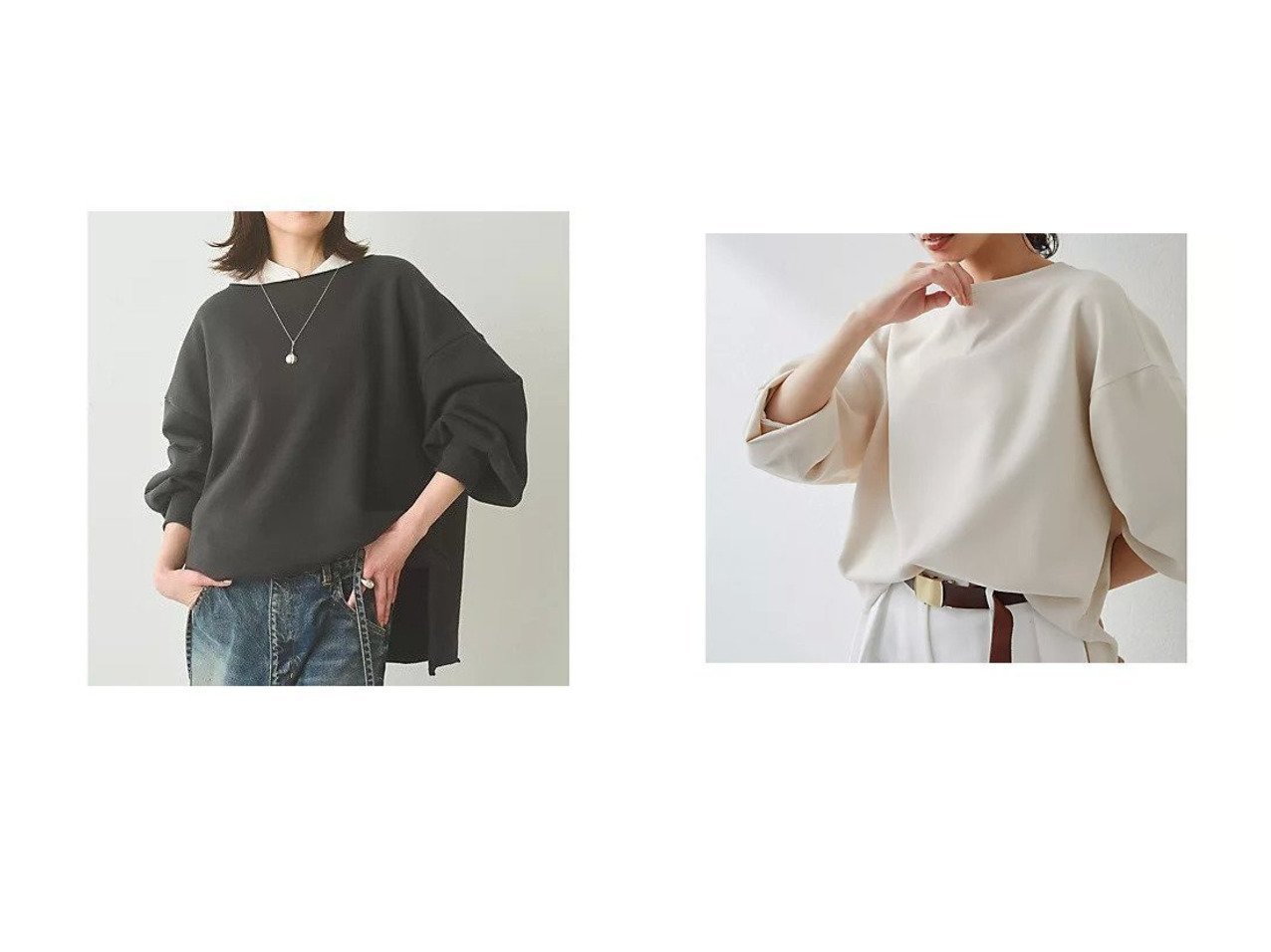 【抜け感のあるスウェットときれいめカジュアルなVガゼットトップスで楽しむ大人のデイリースタイル】Whim Gazette(ウィムガゼット)の通販 おすすめ人気トレンドファッション通販アイテム インテリア・キッズ・メンズ・レディースファッション・服の通販 founy(ファニー) 　ファッション　Fashion　レディースファッション　Fashion for Women　トップス・カットソー　Cut & Sew Tops　レディースパーカー・カジュアルフーディー　Casual Hoodies & Sweatshirts　カジュアルプルオーバー・ニットトップス　Pullovers & Knit Tops / Casual Pullovers　スウェット・クルーネックトップス　Sweatshirts & Crewnecks / Relaxed Fit Sweat Tops　カットソー　Cut and Sewn Top　シンプル　Simple, Minimal　スウェット / スエット　Sweatshirt, Sweatwear　スリーブ　Sleeve, Long Sleeve / Short Sleeve　ベビー　Baby, Babywear　2026年　2026　アクセサリー　Fashion Accessories　コンパクト　Compact, Small Size　ジョーゼット　Georgette, Semi-Sheer Fabric　トレンド　Trend, Trending Now　定番　Standard, Basic Item　フォルム　Silhouette, Form　エレガント 上品　Elegant　グレー系　Gray　ベージュ系　Beige　ホワイト系　White　ブラック系　Black　ブルー系　Blue　|ID:crp329100000227412