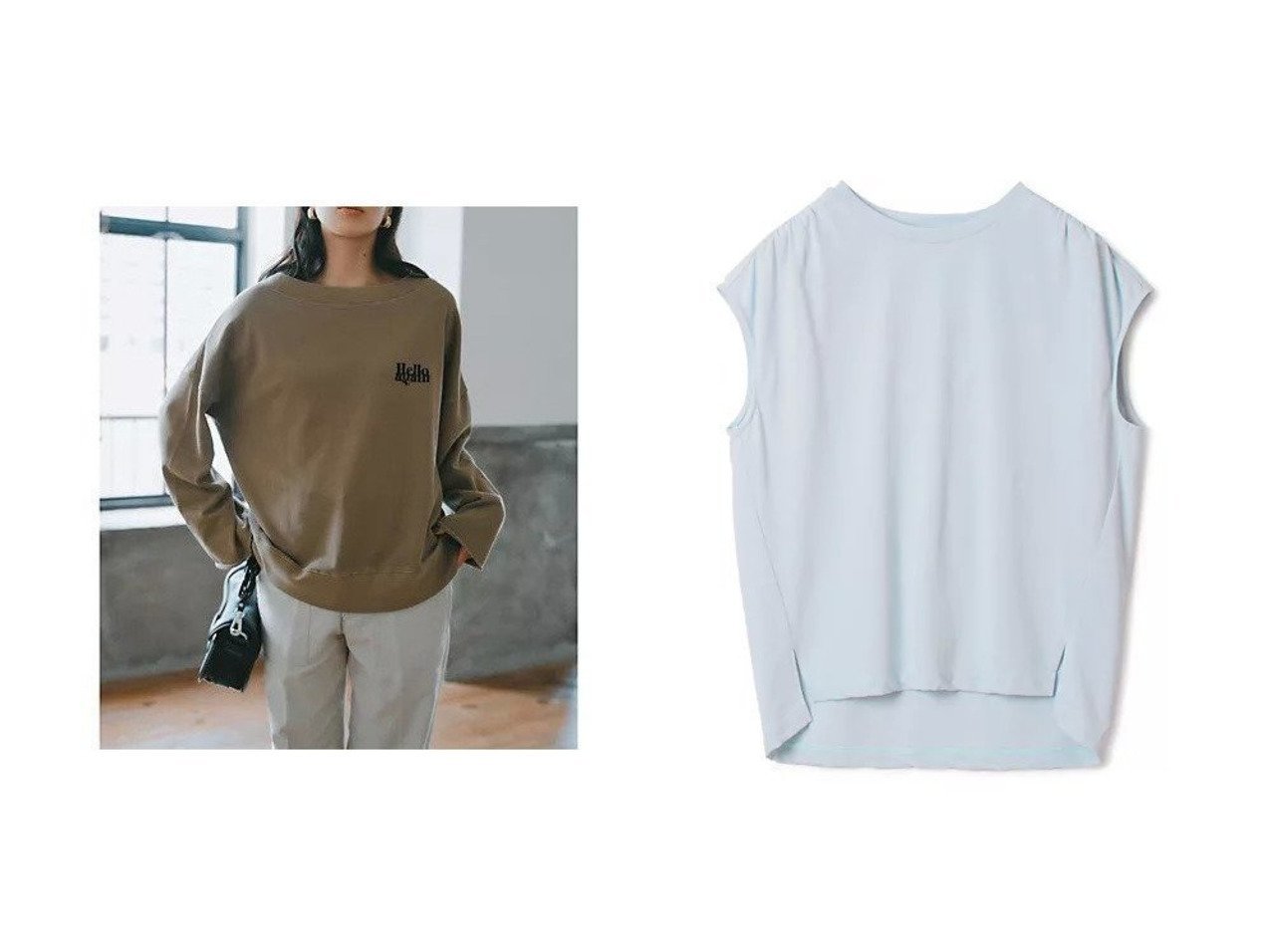 【接触冷感Tシャツとロゴスウェットで楽しむ抜け感と快適さを備えた大人のカジュアルスタイル】suadeo(スアデオ)の通販 おすすめ人気トレンドファッション通販アイテム インテリア・キッズ・メンズ・レディースファッション・服の通販 founy(ファニー) 　ファッション　Fashion　レディースファッション　Fashion for Women　トップス・カットソー　Cut & Sew Tops　レディースパーカー・カジュアルフーディー　Casual Hoodies & Sweatshirts　スウェット・クルーネックトップス　Sweatshirts & Crewnecks / Relaxed Fit Sweat Tops　シャツ・ブラウス・オフィスカジュアル　Elegant Blouses & Button-Ups　ロングTシャツ・Tシャツ　Longline T-Shirts & Tees　デコルテ　Décolleté, Neckline　ワイド　Wide, Wide Fit　洗える　Machine Washable　ヴィンテージ　Vintage Style　ギャザー　Gathered, Ruffled　ビンテージ　Vintage, Retro Style　ベージュ系　Beige　ブラック系　Black　ブラウン系　Brown　ホワイト系　White　ブルー系　Blue　グレー系　Gray　|ID:crp329100000227417