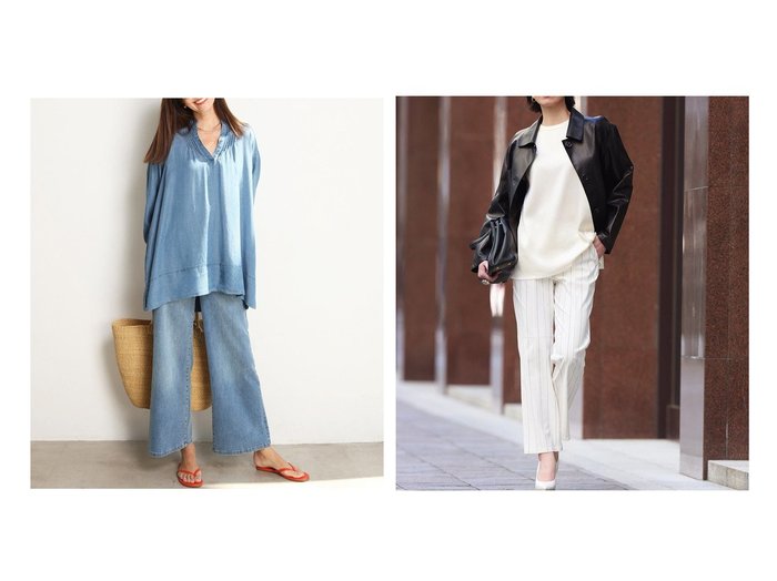 【40代50代に似合うデニムブラウスと美脚ストレートパンツで叶える快適で上品な大人スタイル】DoCLASSE(ドゥクラッセ)の通販 おすすめ人気トレンドファッション通販アイテム 人気、トレンドファッション・服の通販 founy(ファニー) ファッション Fashion レディースファッション Fashion for Women トップス・カットソー Cut & Sew Tops シャツ・ブラウス・オフィスカジュアル Elegant Blouses & Button-Ups パンツ Pants & Trousers 新作・新入荷 New Arrivals / New In とろみ Fluid, Flowy Fabric スキッパー Skipper, Open Collar デニム Denim, Jeans Material 人気 Popular, Best Seller 春 Spring 切替 Switching, Contrast Panel ストレッチ Stretch, Stretchy Fabric ストレート Straight, Straight Cut センター Center, Center Line フラット Flat, Flat Shoes フロント Front, Front Design S/S・春夏 SS, Spring/Summer, Warm Season 夏 Summer ビジネス 仕事 通勤 Business / Work / Commuting |ID:crp329100000227425