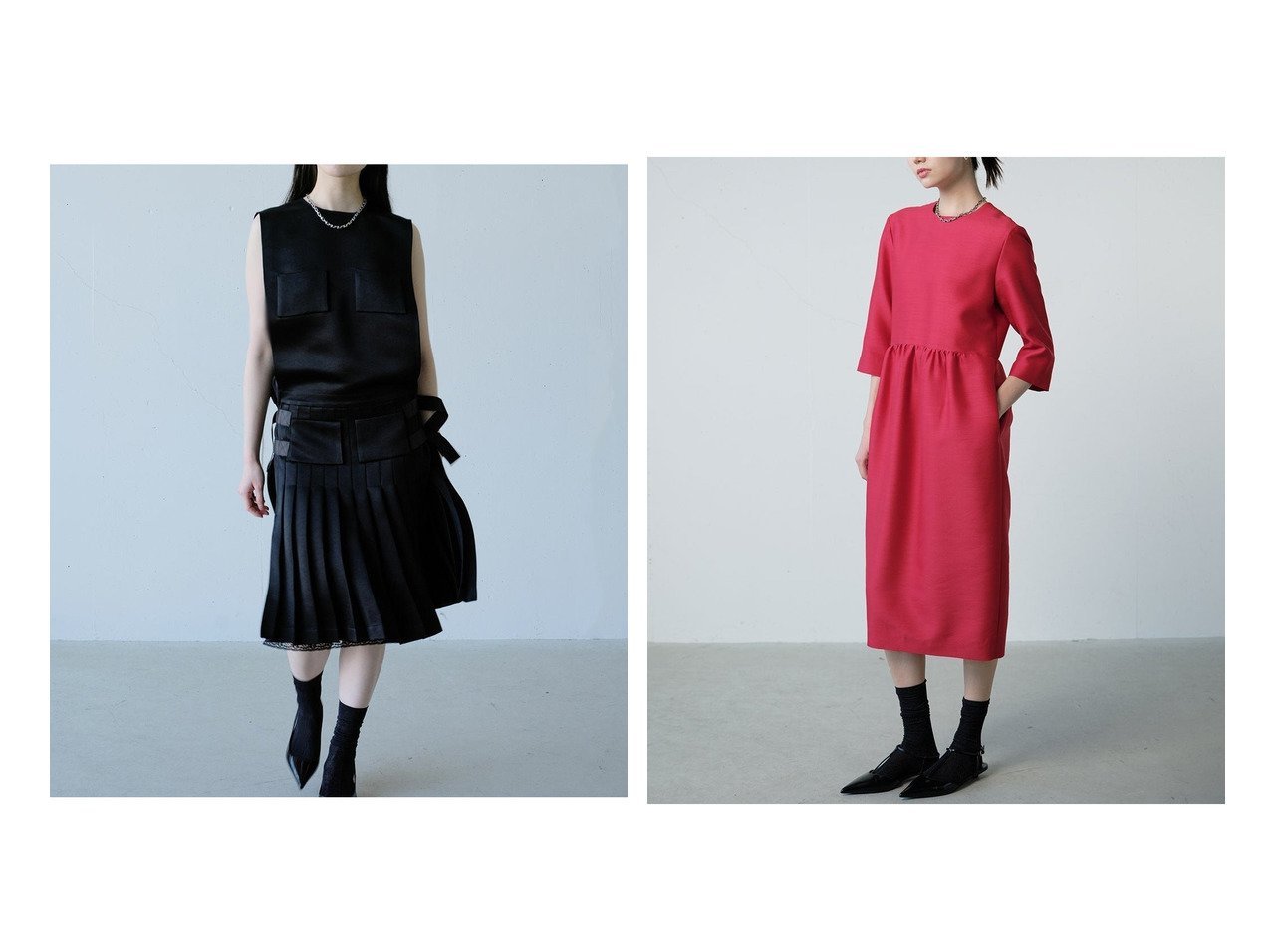 【40代50代に似合うワンピースで叶える上品で洗練された大人のドレススタイル】DoCLASSE(ドゥクラッセ)の通販 おすすめ人気トレンドファッション通販アイテム インテリア・キッズ・メンズ・レディースファッション・服の通販 founy(ファニー) 　ファッション　Fashion　レディースファッション　Fashion for Women　ワンピース　Dresses　フォーマル・パーティードレス・結婚式用ドレス　Elegant & Casual Dresses　新作・新入荷　New Arrivals / New In　サテン　Satin, Glossy Fabric　ダブル　Double, Double-Breasted　プリーツ　Pleats, Pleated　ポケット　Pocket, Pocket Detail　ウォーム　Warm Fabric　ギャザー　Gathered, Ruffled　シルク　Silk, 100% Silk　スマート　Smart, Elegant　ドレス　Dress, One-Piece　フロント　Front, Front Design　軽量　Lightweight, Ultra Light　ブラック系　Black　|ID:crp329100000227437