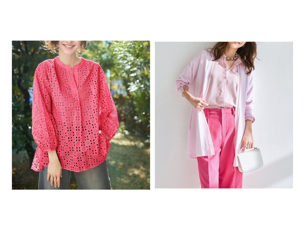 【40代、50代に似合うUVカーディガンとレースブラウスで叶える軽やかで上品な大人スタイル】DoCLASSE(ドゥクラッセ)の通販 おすすめ人気トレンドファッション通販アイテム インテリア・キッズ・メンズ・レディースファッション・服の通販 founy(ファニー) 　ファッション　Fashion　レディースファッション　Fashion for Women　トップス・カットソー　Cut & Sew Tops　シャツ・ブラウス・オフィスカジュアル　Elegant Blouses & Button-Ups　ニット　Knit Tops & Sweaters　カーディガン・羽織り　Layered Style Cardigans　レディースパーカー・カジュアルフーディー　Casual Hoodies & Sweatshirts　新作・新入荷　New Arrivals / New In　チュニック　Tunic, Long Top　カーディガン　Cardigan, Knitwear　ダブル　Double, Double-Breasted　トッパー　Topper, Light Cardigan　ベーシック　Basic, Essential　ミドル　Middle Length, Mid Height　人気　Popular, Best Seller　レッド系　Red　ベージュ系　Beige　ホワイト系　White　ブルー系　Blue　|ID:crp329100000227442