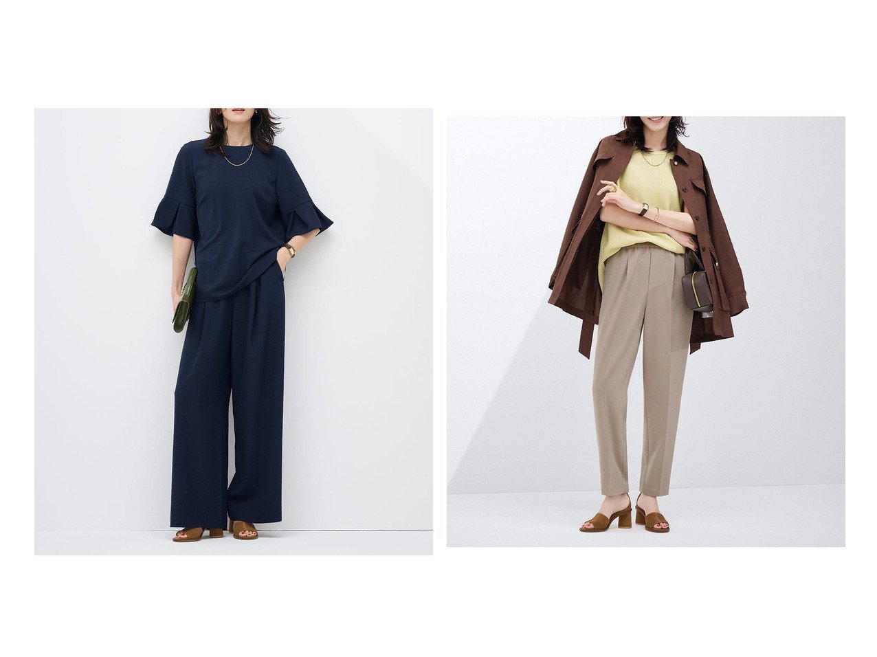 【40代、50代に似合う高機能パンツで叶える快適で美しい大人のきれいめスタイル】DoCLASSE(ドゥクラッセ)の通販 おすすめ人気トレンドファッション通販アイテム インテリア・キッズ・メンズ・レディースファッション・服の通販 founy(ファニー) 　ファッション　Fashion　レディースファッション　Fashion for Women　セットアップ　Matching Sets　レディースパンツ・ボトムス　Pants & Trousers / Bottoms　パンツ　Pants & Trousers　セットアップ　Set-Up, Coordinated Outfit　ドレープ　Drape, Draping Fabric　フロント　Front, Front Design　ワイド　Wide, Wide Fit　新作・新入荷　New Arrivals / New In　夏　Summer　ビジネス 仕事 通勤　Business / Work / Commuting　ブルー系　Blue　グレー系　Gray　ブラック系　Black　|ID:crp329100000227446