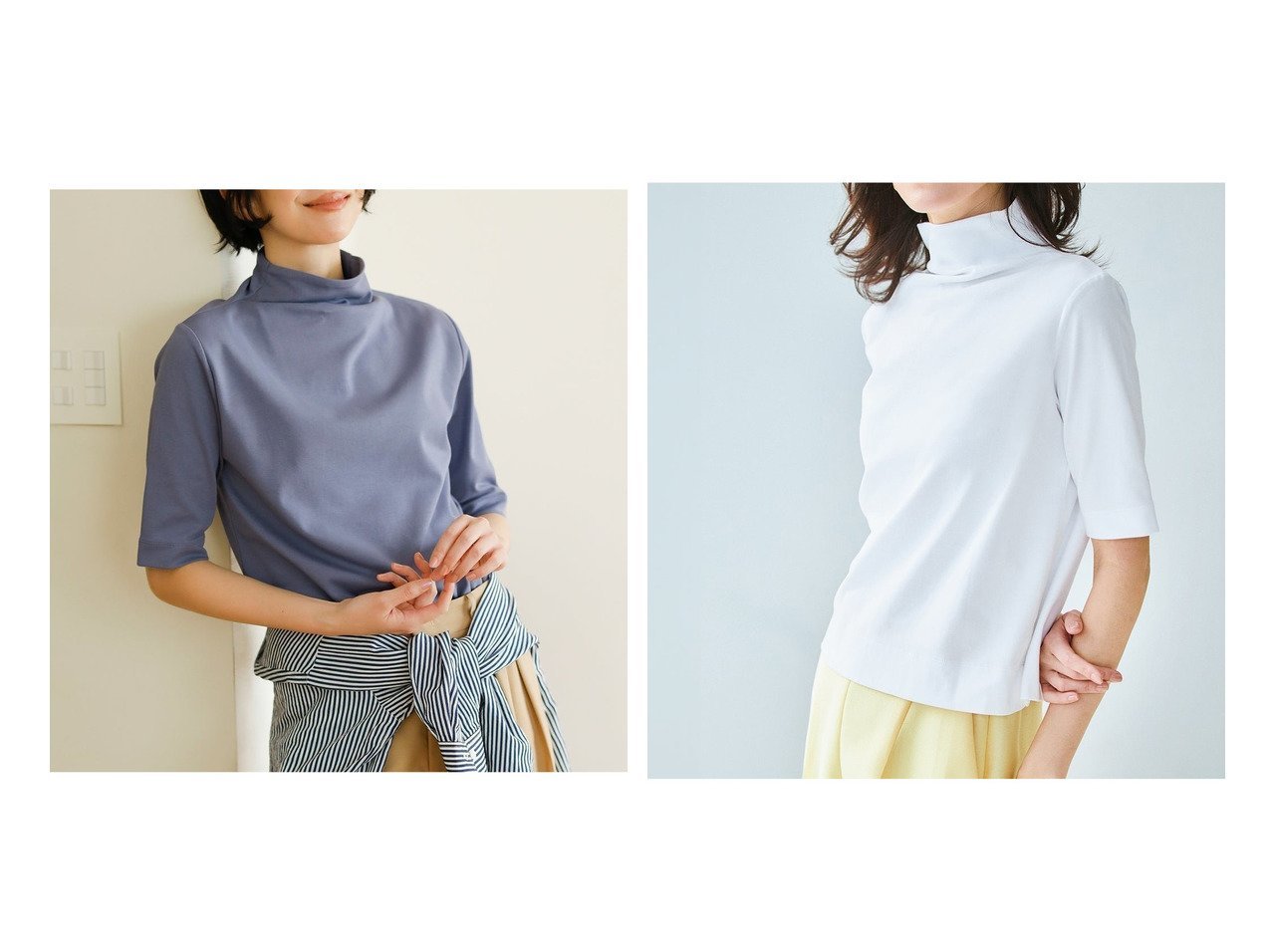 【40代、50代に似合う上品な首元デザインと美シルエットを叶えるファネルネックTシャツ】DoCLASSE(ドゥクラッセ)の通販 おすすめ人気トレンドファッション通販アイテム インテリア・キッズ・メンズ・レディースファッション・服の通販 founy(ファニー) 　ファッション　Fashion　レディースファッション　Fashion for Women　トップス・カットソー　Cut & Sew Tops　シャツ・ブラウス・オフィスカジュアル　Elegant Blouses & Button-Ups　ロングTシャツ・Tシャツ　Longline T-Shirts & Tees　カットソー・ベーシックTシャツ　Cut-and-Sewn Tops / Stretch Tees & Basics　カットソー　Cut and Sewn Top　ショルダー　Shoulder, Shoulder Strap　ジャケット　Jacket, Outerwear　ダブル　Double, Double-Breasted　定番　Standard, Basic Item　なめらか　Smooth, Silky Texture　ハイネック　High Neck, Mock Neck　フロント　Front, Front Design　ベーシック　Basic, Essential　ラベンダー　Lavender　リラックス　Relax, Relaxed Fit　新作・新入荷　New Arrivals / New In　おすすめ　Recommended / Our Picks　エレガント 上品　Elegant　ビジネス 仕事 通勤　Business / Work / Commuting　ホワイト系　White　グレー系　Gray　ブルー系　Blue　ブラック系　Black　|ID:crp329100000227451