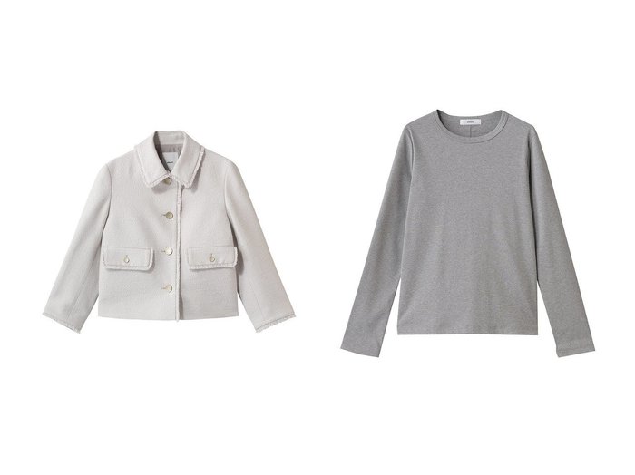 【レイヤードを楽しむカットソーと華やかなツイードジャケットで叶える上品スタイル】ebure(エブール)の通販 おすすめ人気トレンドファッション通販アイテム 人気、トレンドファッション・服の通販 founy(ファニー) ファッション Fashion レディースファッション Fashion for Women アウター Coat / Outerwear Collection レディースジャケット・軽アウター Jackets トップス・カットソー Cut & Sew Tops シャツ・ブラウス・オフィスカジュアル Elegant Blouses & Button-Ups ロングTシャツ・Tシャツ Longline T-Shirts & Tees カットソー・ベーシックTシャツ Cut-and-Sewn Tops / Stretch Tees & Basics おすすめ Recommended / Our Picks コンパクト Compact, Small Size ショート Short, Short Length ジャカード／ジャガード Jacquard, Woven Pattern ジャケット Jacket, Outerwear セットアップ Set-Up, Coordinated Outfit ツイード Twill, Twill Weave デニム Denim, Jeans Material バランス Balance, Style Balance インナー Innerwear スリーブ Sleeve, Long Sleeve / Short Sleeve ロング Long, Long-Length エレガント 上品 Elegant |ID:crp329100000227454