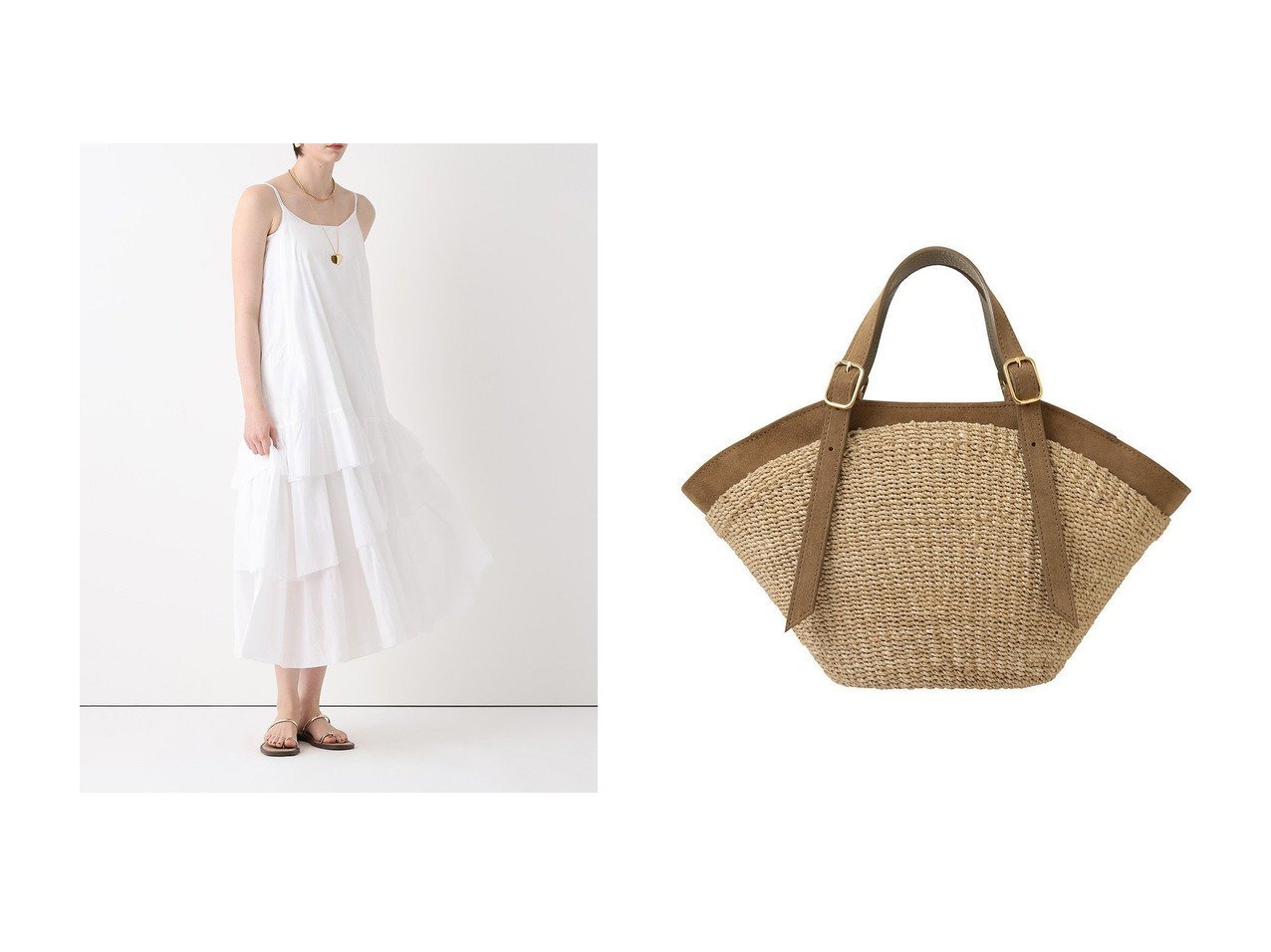 【軽やかなワンピースと上品カゴバッグで楽しむ夏の装い】allureville(アルアバイル)の通販 おすすめ人気トレンドファッション通販アイテム インテリア・キッズ・メンズ・レディースファッション・服の通販 founy(ファニー) 　ファッション　Fashion　レディースファッション　Fashion for Women　ワンピース　Dresses　キャミソールワンピース　Camisole Dresses　チュニック　Tunic Tops & Dresses　バッグ　Bags　おすすめ　Recommended / Our Picks　インド　Indian Textile　キャミソール　Camisole, Spaghetti Strap Top　チュニック　Tunic, Long Top　ドレス　Dress, One-Piece　ロング　Long, Long-Length　夏　Summer　フォルム　Silhouette, Form　ポーチ　Pouch, Small Case　エレガント 上品　Elegant　新作・新入荷　New Arrivals / New In　春　Spring　S/S・春夏　SS, Spring/Summer, Warm Season　財布　Wallet, Purse　ホワイト系　White　グレー系　Gray　ベージュ系　Beige　|ID:crp329100000227467