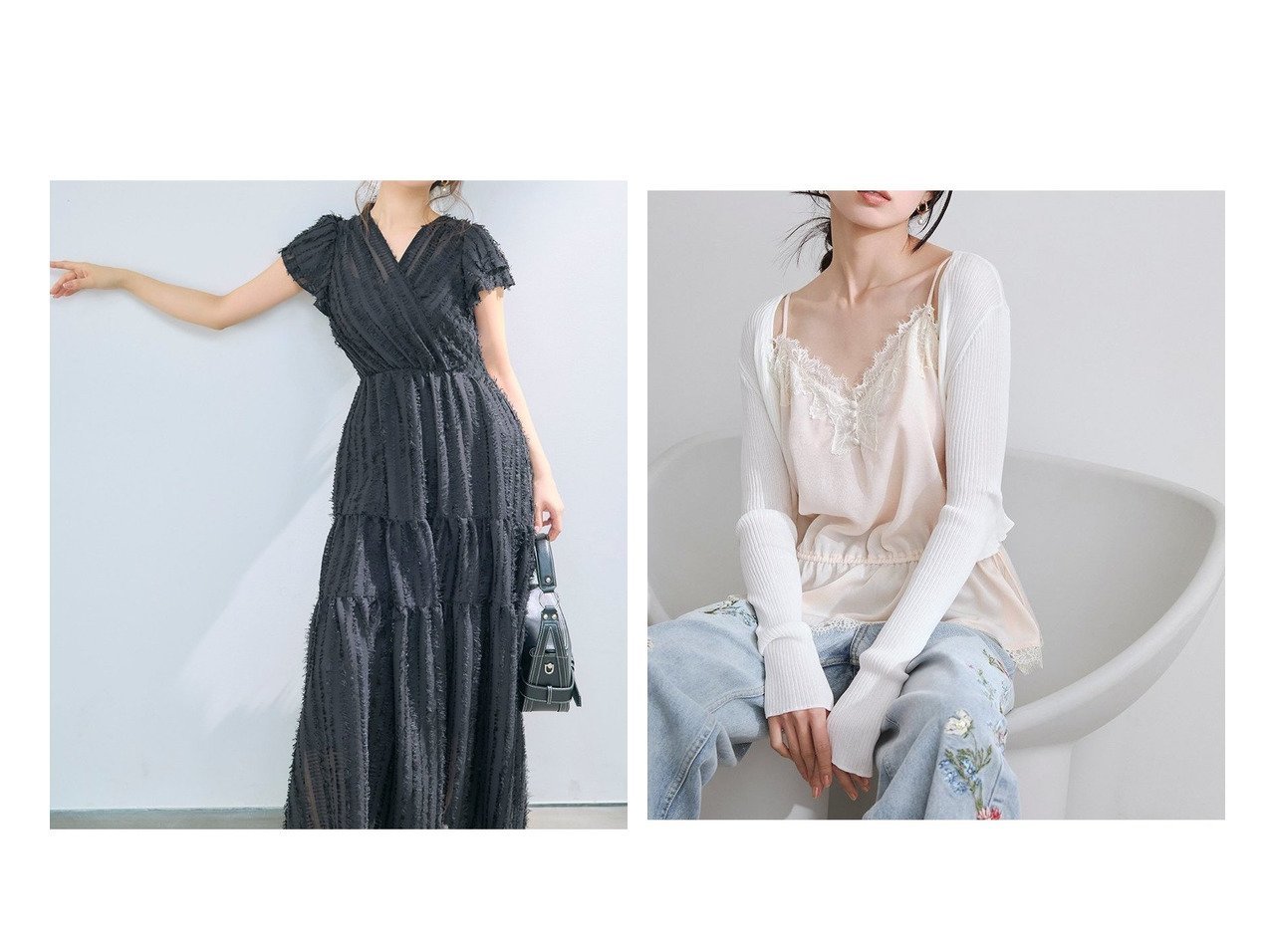 【軽やかな素材感と華やかなシルエットで魅せる春夏スタイル】FRAY I.D(フレイ アイディー)の通販 おすすめ人気トレンドファッション通販アイテム インテリア・キッズ・メンズ・レディースファッション・服の通販 founy(ファニー) 　ファッション　Fashion　レディースファッション　Fashion for Women　ワンピース　Dresses　トップス・カットソー　Cut & Sew Tops　ニット　Knit Tops & Sweaters　カーディガン・羽織り　Layered Style Cardigans　エアリー　Airy Texture　シアー　Sheer, See-Through　スマート　Smart, Elegant　ダブル　Double, Double-Breasted　定番　Standard, Basic Item　人気　Popular, Best Seller　フレア　Flare, Flared　フロント　Front, Front Design　メタル　Metal, Metal Parts　春　Spring　カーディガン　Cardigan, Knitwear　キャミワンピース　Cami Dress, Slip Dress　コンパクト　Compact, Small Size　シルク　Silk, 100% Silk　デコルテ　Décolleté, Neckline　トレンド　Trend, Trending Now　フィット　Fit, Slim Fit　ボタニカル　Botanical, Floral Pattern　S/S・春夏　SS, Spring/Summer, Warm Season　おすすめ　Recommended / Our Picks　夏　Summer　エレガント 上品　Elegant　|ID:crp329100000227476