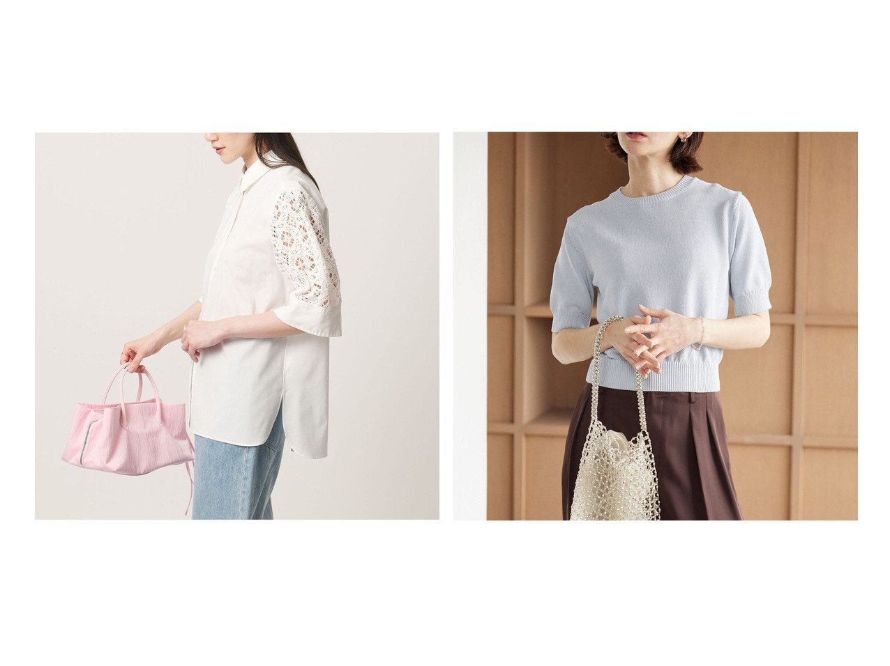 【コイルニットの上品な表情とラッセルレースの華やぎが引き立つショートスリーブトップス特集】BEAUTY&YOUTH UNITED ARROWS(ビューティアンドユースユナイテッドアローズ)UNITED ARROWS(ユナイテッドアローズ)の通販 おすすめ人気トレンドファッション通販アイテム インテリア・キッズ・メンズ・レディースファッション・服の通販 founy(ファニー) 　ファッション　Fashion　レディースファッション　Fashion for Women　トップス・カットソー　Cut & Sew Tops　シャツ・ブラウス・オフィスカジュアル　Elegant Blouses & Button-Ups　ニット　Knit Tops & Sweaters　カジュアルプルオーバー・ニットトップス　Pullovers & Knit Tops / Casual Pullovers　ウォッシャブル　Machine Washable　キュロット　Culottes, Wide Shorts　コンビ　Combo, Combination Style　ショート　Short, Short Length　スリーブ　Sleeve, Long Sleeve / Short Sleeve　なめらか　Smooth, Silky Texture　ブロード　Broadcloth, Fine Cotton　ボックス　Boxy, Box Shape　ラッセル　Raschel, Raschel Lace　レース　Lace, Lace Fabric　おすすめ　Recommended / Our Picks　ホワイト系　White　ブラック系　Black　|ID:crp329100000227479