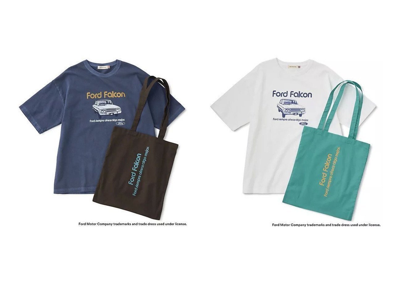 【クラシックなFordロゴが映えるTシャツとトートバッグの別注セット】suadeo(スアデオ)の通販 おすすめ人気トレンドファッション通販アイテム インテリア・キッズ・メンズ・レディースファッション・服の通販 founy(ファニー) 　ファッション　Fashion　レディースファッション　Fashion for Women　バッグ　Bags　イエロー　Yellow　インナー　Innerwear　洗える　Machine Washable　クラシック　Classic, Timeless Style　グラフィック　Graphic, Graphic Design　シンプル　Simple, Minimal　定番　Standard, Basic Item　人気　Popular, Best Seller　バランス　Balance, Style Balance　プリント　Print, Printed Pattern　別注　Limited Edition, Custom Order　無地　Plain, Solid Color　ユーズド　Used, Vintage-Look　リップ　Lip, Lip Motif　犬　Dog　エレガント 上品　Elegant　ブルー系　Blue　ホワイト系　White　グリーン系　Green　|ID:crp329100000227482
