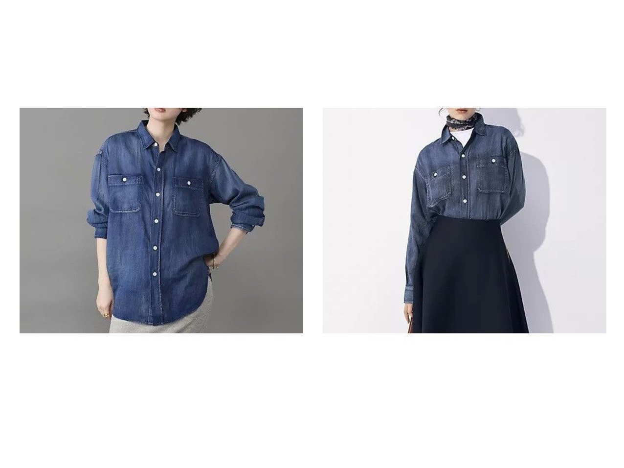 【ヴィンテージ感と軽やかなシアー素材が魅力のインディゴシャツ】suadeo(スアデオ)の通販 おすすめ人気トレンドファッション通販アイテム インテリア・キッズ・メンズ・レディースファッション・服の通販 founy(ファニー) 　ファッション　Fashion　レディースファッション　Fashion for Women　トップス・カットソー　Cut & Sew Tops　シャツ・ブラウス・オフィスカジュアル　Elegant Blouses & Button-Ups　インディゴ　Indigo Denim　ヴィンテージ　Vintage Style　春　Spring　洗える　Machine Washable　シアー　Sheer, See-Through　ダウン　Down, Puffer　デニム　Denim, Jeans Material　長袖　Long Sleeve, Full Sleeve　バランス　Balance, Style Balance　パターン　Pattern, Design Print　パール　Pearl, Pearl Accent　ビンテージ　Vintage, Retro Style　ポケット　Pocket, Pocket Detail　別注　Limited Edition, Custom Order　ミックス　Mix, Mixed Style　メンズ　Men's, Menswear　ワーク　Workwear, Utility Style　S/S・春夏　SS, Spring/Summer, Warm Season　夏　Summer　|ID:crp329100000227485