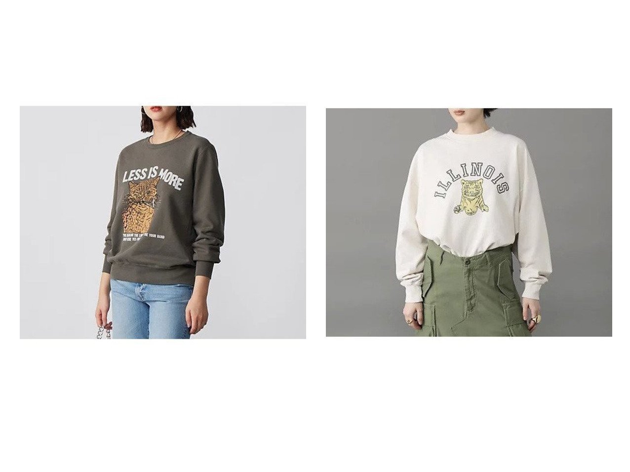 【ヴィンテージ加工スウェットと薄手スウェットで楽しむ洗練カジュアル】REMI RELIEF(レミレリーフ)の通販 おすすめ人気トレンドファッション通販アイテム インテリア・キッズ・メンズ・レディースファッション・服の通販 founy(ファニー) 　ファッション　Fashion　レディースファッション　Fashion for Women　スウェット / スエット　Sweatshirt, Sweatwear　スーピマ　Supima, Premium Cotton　セットアップ　Set-Up, Coordinated Outfit　プリント　Print, Printed Pattern　別注　Limited Edition, Custom Order　旅行　Travel　洗える　Machine Washable　スペシャル　Special, Limited Edition　人気　Popular, Best Seller　猫　Cat, Kitty　ロング　Long, Long-Length　グレー系　Gray　ベージュ系　Beige　レッド系　Red　ブルー系　Blue　|ID:crp329100000227492