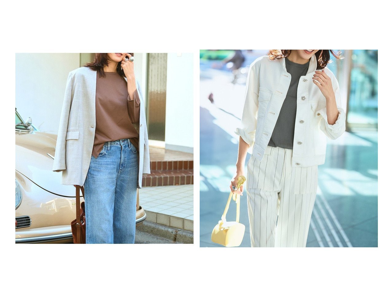 【40代50代に似合うリネンタッチジャケットとビジューデニムで叶える軽やかな大人スタイル】DoCLASSE(ドゥクラッセ)の通販 おすすめ人気トレンドファッション通販アイテム インテリア・キッズ・メンズ・レディースファッション・服の通販 founy(ファニー) 　ファッション　Fashion　レディースファッション　Fashion for Women　アウター　Coat / Outerwear Collection　レディースジャケット・軽アウター　Jackets　ノーカラージャケット / シンプル上品コーデ　Collarless Jackets　デニムジャケット / カジュアルアウター　Denim Jackets　新作・新入荷　New Arrivals / New In　ジャケット　Jacket, Outerwear　スーツ　Suit, Formalwear　フォルム　Silhouette, Form　リネン　Linen, Linen Fabric　洗える　Machine Washable　インディゴ　Indigo Denim　コンパクト　Compact, Small Size　スタイリッシュ　Stylish, Fashionable　ストレッチ　Stretch, Stretchy Fabric　デニム　Denim, Jeans Material　トレンド　Trend, Trending Now　バランス　Balance, Style Balance　フェミニン　Feminine, Girly　フロント　Front, Front Design　人気　Popular, Best Seller　ブルー系　Blue　グレー系　Gray　ベージュ系　Beige　ホワイト系　White　|ID:crp329100000227498