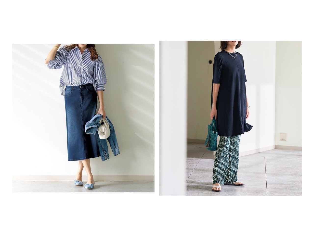 【40代50代に似合うデニムスカートと機能性パンツで叶える快適で美しい大人スタイル】DoCLASSE(ドゥクラッセ)の通販 おすすめ人気トレンドファッション通販アイテム インテリア・キッズ・メンズ・レディースファッション・服の通販 founy(ファニー) 　ファッション　Fashion　レディースファッション　Fashion for Women　パンツ　Pants & Trousers　スカート　Skirts　新作・新入荷　New Arrivals / New In　カットソー　Cut and Sewn Top　夏　Summer　旅行　Travel　フィット　Fit, Slim Fit　ロング　Long, Long-Length　ブラック系　Black　ブルー系　Blue　ブラウン系　Brown　|ID:crp329100000227499