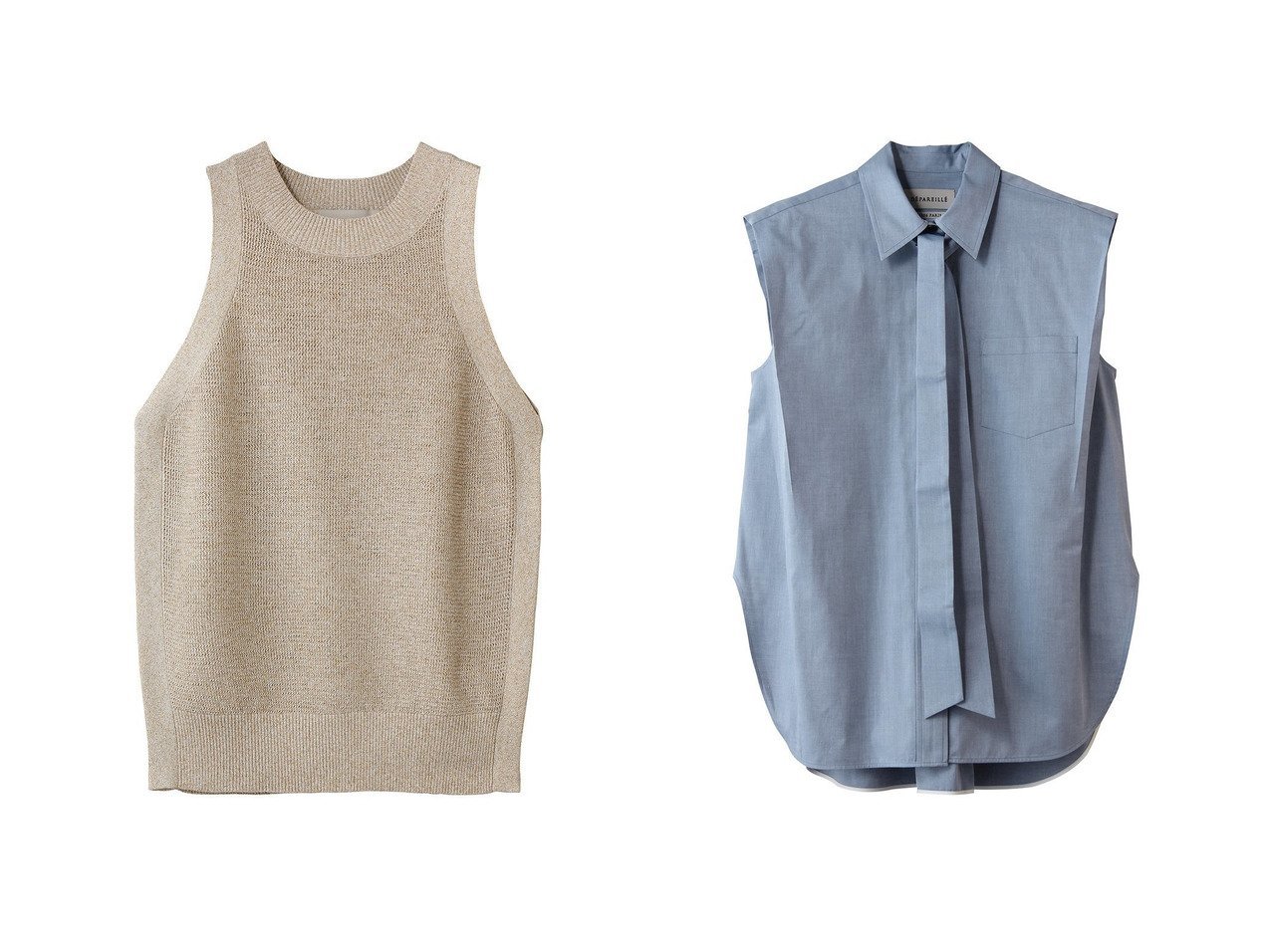 【スリーブレスブラウスとノースリーブで叶える上品な夏の装い】DEPAREILLE(デパリエ)の通販 おすすめ人気トレンドファッション通販アイテム インテリア・キッズ・メンズ・レディースファッション・服の通販 founy(ファニー) 　ファッション　Fashion　レディースファッション　Fashion for Women　トップス・カットソー　Cut & Sew Tops　キャミソール&ノースリーブ　Camisoles & Sleeveless Tops　シャツ・ブラウス・オフィスカジュアル　Elegant Blouses & Button-Ups　ニット　Knit Tops & Sweaters　カジュアルプルオーバー・ニットトップス　Pullovers & Knit Tops / Casual Pullovers　カッティング　Cutting Detail　クラシック　Classic, Timeless Style　サマー　Summer, Summer Style　ノースリーブ　Sleeveless, No-Sleeve　モダン　Modern, Contemporary　夏　Summer　新作・新入荷　New Arrivals / New In　デニム　Denim, Jeans Material　フェミニン　Feminine, Girly　マニッシュ　Mannish, Boyish　ラグジュアリー　Luxury, Elegant　ワイド　Wide, Wide Fit　エレガント 上品　Elegant　ホワイト系　White　レッド系　Red　ブルー系　Blue　ベージュ系　Beige　グレー系　Gray　|ID:crp329100000227502