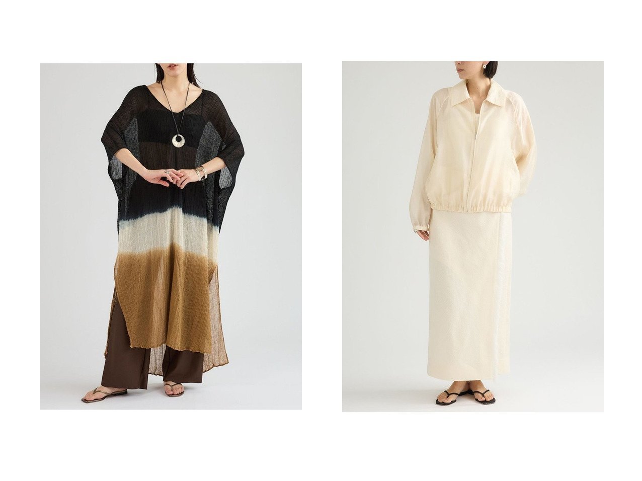 【軽やかなシアーブルゾンとグラデーションドレスで楽しむ洗練された装い】Chaos(カオス)の通販 おすすめ人気トレンドファッション通販アイテム インテリア・キッズ・メンズ・レディースファッション・服の通販 founy(ファニー) 　ファッション　Fashion　レディースファッション　Fashion for Women　ワンピース　Dresses　フォーマル・パーティードレス・結婚式用ドレス　Elegant & Casual Dresses　チュニック　Tunic Tops & Dresses　アウター　Coat / Outerwear Collection　レディースジャケット・軽アウター　Jackets　ブルゾンジャケット・スポーティアウター　Blouson Jackets　イタリア　Italy　グラデーション　Gradient, Ombre　コレクション　Collection, Seasonal Line　スペシャル　Special, Limited Edition　セットアップ　Set-Up, Coordinated Outfit　チュニック　Tunic, Long Top　ドレス　Dress, One-Piece　バランス　Balance, Style Balance　別注　Limited Edition, Custom Order　水着　Swimsuit, Swimwear　リゾート　Resort, Vacation Style　ロング　Long, Long-Length　夏　Summer　カーディガン　Cardigan, Knitwear　シアー　Sheer, See-Through　シルク　Silk, 100% Silk　ジャケット　Jacket, Outerwear　ブルゾン　Blouson, Bomber Jacket　エレガント 上品　Elegant　新作・新入荷　New Arrivals / New In　ブラック系　Black　ベージュ系　Beige　|ID:crp329100000227506