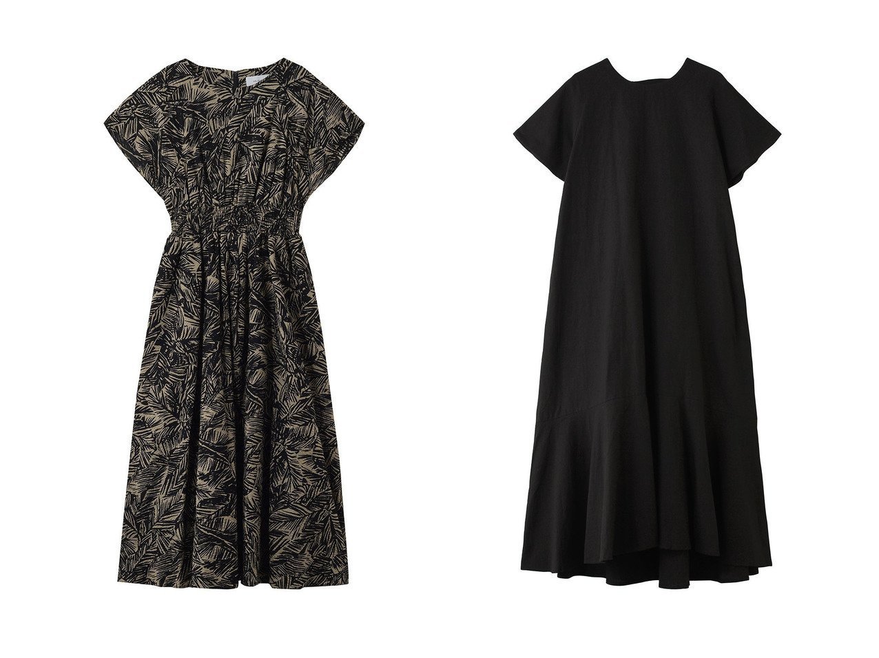 【シアー素材とコットンリネンで楽しむ軽やかで上品なサマードレス】heliopole(エリオポール)の通販 おすすめ人気トレンドファッション通販アイテム インテリア・キッズ・メンズ・レディースファッション・服の通販 founy(ファニー) 　ファッション　Fashion　レディースファッション　Fashion for Women　ワンピース　Dresses　フォーマル・パーティードレス・結婚式用ドレス　Elegant & Casual Dresses　チュニック　Tunic Tops & Dresses　イエロー　Yellow　サッカー　Seersucker, Summer Fabric　サマー　Summer, Summer Style　シャーリング　Shirring, Ruched　チュニック　Tunic, Long Top　プリント　Print, Printed Pattern　ボタニカル　Botanical, Floral Pattern　モダン　Modern, Contemporary　リーフ　Leaf, Botanical Leaf　ロング　Long, Long-Length　人気　Popular, Best Seller　夏　Summer　新作・新入荷　New Arrivals / New In　春　Spring　S/S・春夏　SS, Spring/Summer, Warm Season　グレー系　Gray　ブラック系　Black　|ID:crp329100000227513