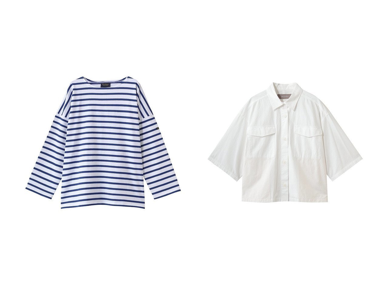 【ヴィンテージライクなシャツとボーダーカットソーで楽しむ爽やかなスタイル】heliopole(エリオポール)の通販 おすすめ人気トレンドファッション通販アイテム インテリア・キッズ・メンズ・レディースファッション・服の通販 founy(ファニー) 　ファッション　Fashion　レディースファッション　Fashion for Women　トップス・カットソー　Cut & Sew Tops　シャツ・ブラウス・オフィスカジュアル　Elegant Blouses & Button-Ups　ロングTシャツ・Tシャツ　Longline T-Shirts & Tees　カットソー・ベーシックTシャツ　Cut-and-Sewn Tops / Stretch Tees & Basics　カットソー　Cut and Sewn Top　ショート　Short, Short Length　スリーブ　Sleeve, Long Sleeve / Short Sleeve　フランス　France, French　ボーダー　Border, Stripe　夏　Summer　春　Spring　S/S・春夏　SS, Spring/Summer, Warm Season　長袖　Long Sleeve, Full Sleeve　おすすめ　Recommended / Our Picks　フラップ　Flap, Flap Pocket　ポケット　Pocket, Pocket Detail　ロング　Long, Long-Length　新作・新入荷　New Arrivals / New In　ホワイト系　White　グレー系　Gray　|ID:crp329100000227516