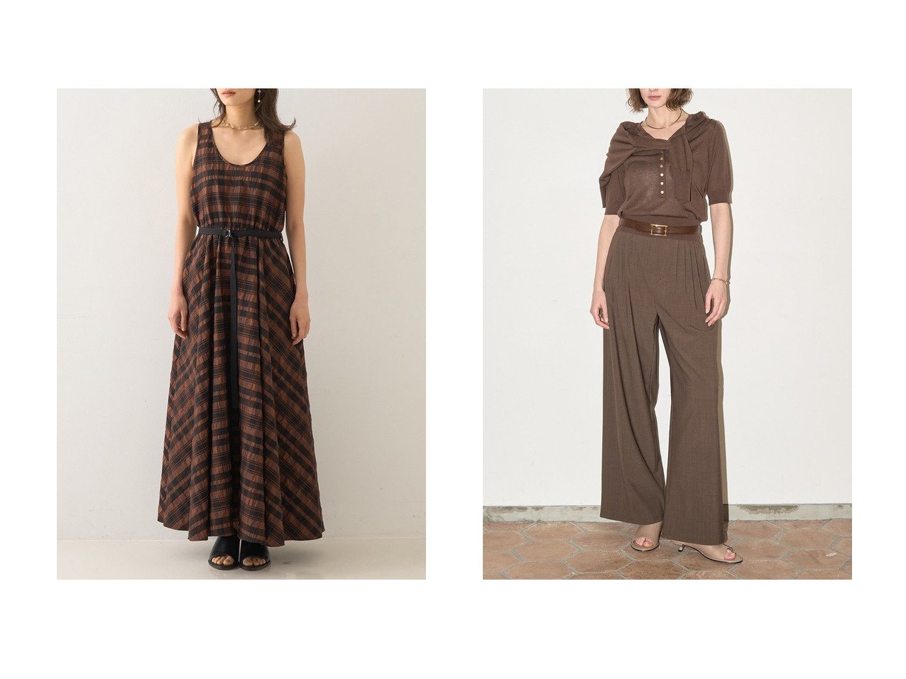 【ヘンリーネックトップスとチェックワンピースで楽しむ軽やかな夏の装い】DESIGN WORKS(デザイン ワークス)の通販 おすすめ人気トレンドファッション通販アイテム インテリア・キッズ・メンズ・レディースファッション・服の通販 founy(ファニー) 　ファッション　Fashion　レディースファッション　Fashion for Women　ワンピース　Dresses　チュニック　Tunic Tops & Dresses　トップス・カットソー　Cut & Sew Tops　ニット　Knit Tops & Sweaters　カジュアルプルオーバー・ニットトップス　Pullovers & Knit Tops / Casual Pullovers　コンパクト　Compact, Small Size　サマー　Summer, Summer Style　チェック　Check, Plaid, Tartan　チュニック　Tunic, Long Top　ドレス　Dress, One-Piece　ビッグ　Big, Oversized　フレア　Flare, Flared　リゾート　Resort, Vacation Style　ロング　Long, Long-Length　夏　Summer　アンサンブル　Ensemble Set　インナー　Innerwear　カーディガン　Cardigan, Knitwear　シルク　Silk, 100% Silk　シンプル　Simple, Minimal　ジャケット　Jacket, Outerwear　ブルゾン　Blouson, Bomber Jacket　ベーシック　Basic, Essential　新作・新入荷　New Arrivals / New In　春　Spring　ブラウン系　Brown　ブルー系　Blue　ホワイト系　White　イエロー系　Yellow　|ID:crp329100000227531