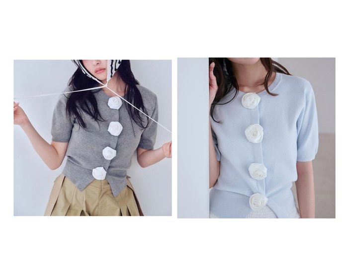 サテンローズが印象的な主役級ニットカーディガンで楽しむ華やかなスタイル【SNIDEL(スナイデル)】の通販 おすすめ人気トレンドファッション通販アイテム 人気、トレンドファッション・服の通販 founy(ファニー) ファッション Fashion レディースファッション Fashion for Women トップス・カットソー Cut & Sew Tops ニット Knit Tops & Sweaters カーディガン・羽織り Layered Style Cardigans おすすめ Recommended / Our Picks カーディガン Cardigan, Knitwear サテン Satin, Glossy Fabric スマート Smart, Elegant フロント Front, Front Design ブラウジング Blouson Silhouette, Cinched Waist モチーフ Motif, Design Theme ローズ Rose, Rose Motif |ID:crp329100000227561