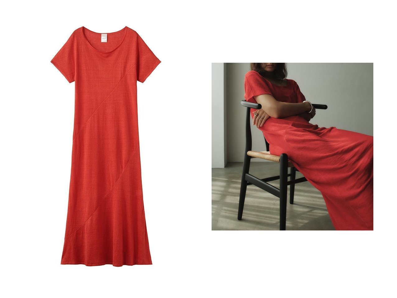 上質リネンの光沢とドレープが際立つニットロングドレス【raspail(ラスパイユ)】の通販 おすすめ人気トレンドファッション通販アイテム インテリア・キッズ・メンズ・レディースファッション・服の通販 founy(ファニー) 　ファッション　Fashion　レディースファッション　Fashion for Women　ワンピース　Dresses　フォーマル・パーティードレス・結婚式用ドレス　Elegant & Casual Dresses　チュニック　Tunic Tops & Dresses　チュニック　Tunic, Long Top　ドレープ　Drape, Draping Fabric　リネン　Linen, Linen Fabric　ロング　Long, Long-Length　エレガント 上品　Elegant　夏　Summer　新作・新入荷　New Arrivals / New In　旅行　Travel　春　Spring　S/S・春夏　SS, Spring/Summer, Warm Season　オレンジ系　Orange　|ID:crp329100000227563