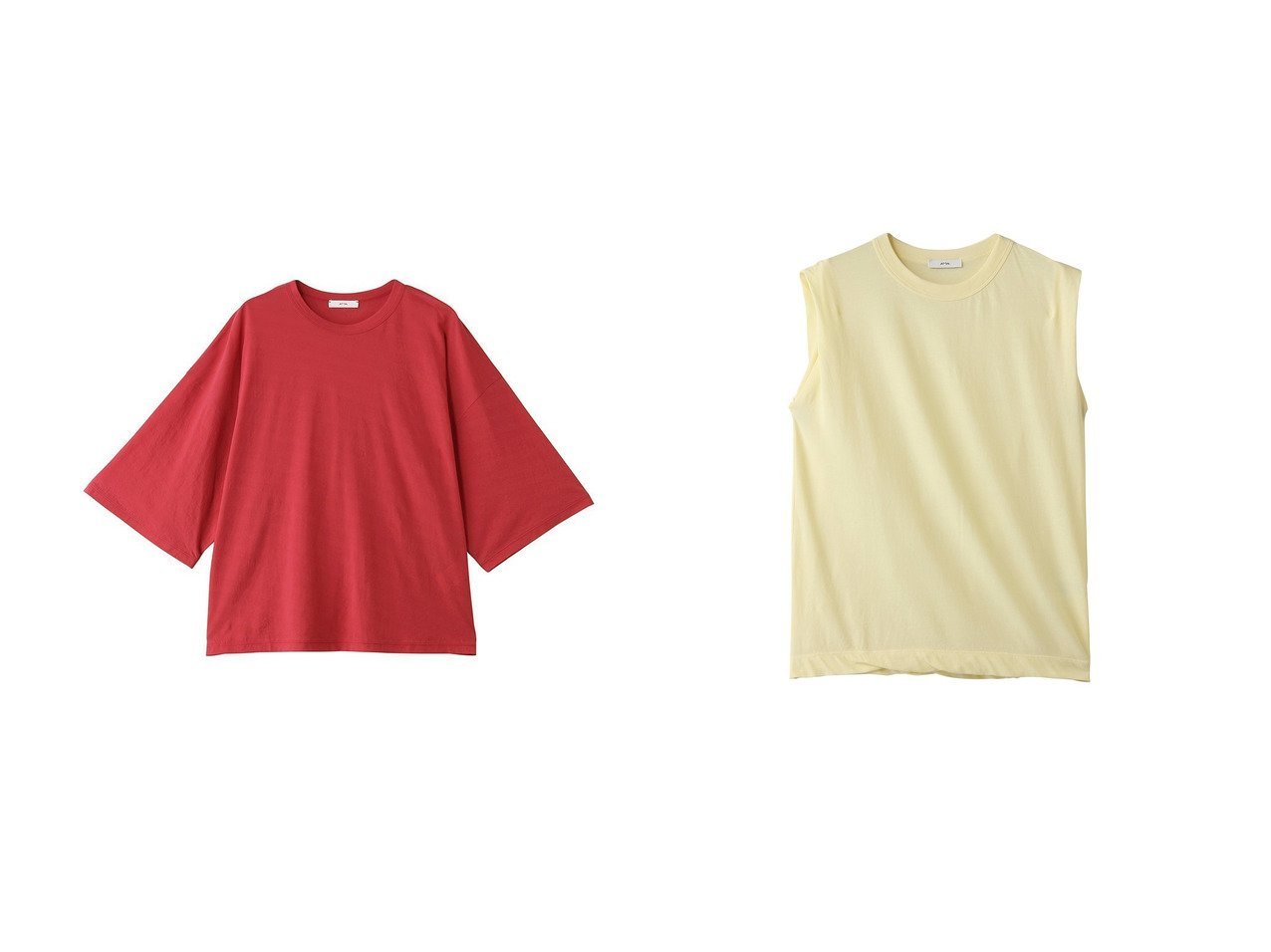 【ATON/エイトン】のSHRINK FRESCA ジャージー ワイド スリーブ Tシャツ&FRESCA SINGLE ジャージー タンクトップ おすすめ人気トレンドファッション通販アイテム インテリア・キッズ・メンズ・レディースファッション・服の通販 founy(ファニー) 　ファッション　Fashion　レディースファッション　Fashion for Women　トップス・カットソー　Cut & Sew Tops　シャツ・ブラウス・オフィスカジュアル　Elegant Blouses & Button-Ups　ロングTシャツ・Tシャツ　Longline T-Shirts & Tees　カットソー・ベーシックTシャツ　Cut-and-Sewn Tops / Stretch Tees & Basics　キャミソール&ノースリーブ　Camisoles & Sleeveless Tops　インド　Indian Textile　ショート　Short, Short Length　スリーブ　Sleeve, Long Sleeve / Short Sleeve　テーパード　Tapered, Tapered Pants　バランス　Balance, Style Balance　ボトム　Bottoms, Lower Wear　ワイド　Wide, Wide Fit　新作・新入荷　New Arrivals / New In　ブラック系　Black　オレンジ系　Orange　レッド系　Red　イエロー系　Yellow　|ID:crp329100000227591