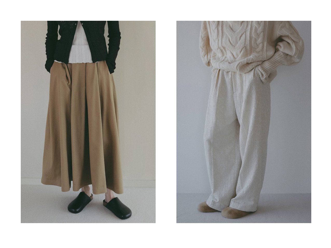 【ETRE TOKYO/エトレトウキョウ】のコットンジャガードカーブパンツ&タックボリュームミディスカート おすすめ人気トレンドファッション通販アイテム インテリア・キッズ・メンズ・レディースファッション・服の通販 founy(ファニー) 　ファッション　Fashion　レディースファッション　Fashion for Women　スカート　Skirts　ロングスカート　Long Skirts / Maxi & Midi Skirts　パンツ　Pants & Trousers　バランス　Balance, Style Balance　フレア　Flare, Flared　ボックス　Boxy, Box Shape　ロング　Long, Long-Length　おすすめ　Recommended / Our Picks　新作・新入荷　New Arrivals / New In　ベージュ系　Beige　ブルー系　Blue　ホワイト系　White　ブラック系　Black　|ID:crp329100000227596