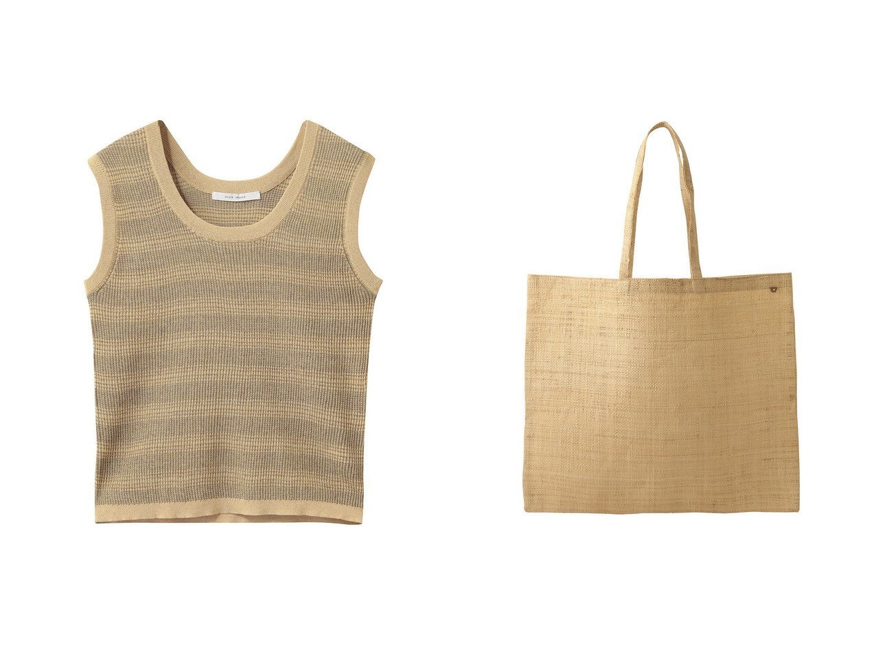 リブタンクトップとラフィアトートで楽しむ軽やかなスタイル【PLAIN PEOPLE(プレインピープル)】の通販 おすすめ人気トレンドファッション通販アイテム インテリア・キッズ・メンズ・レディースファッション・服の通販 founy(ファニー) 　ファッション　Fashion　レディースファッション　Fashion for Women　トップス・カットソー　Cut & Sew Tops　ニット　Knit Tops & Sweaters　カジュアルプルオーバー・ニットトップス　Pullovers & Knit Tops / Casual Pullovers　バッグ　Bags　スラックス　Slacks, Dress Pants　タンク　Tank Top, Sleeveless Top　デコルテ　Décolleté, Neckline　デニム　Denim, Jeans Material　ランダム　Random, Irregular　新作・新入荷　New Arrivals / New In　イエロー系　Yellow　ブルー系　Blue　|ID:crp329100000227597