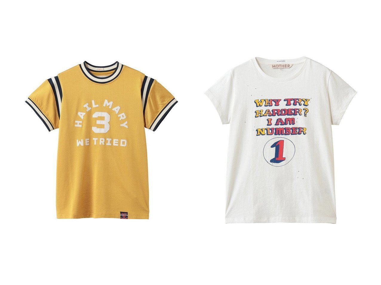 グラフィックとディテールが映えるTシャツで楽しむカジュアルスタイル【MOTHER(マザー)】の通販 おすすめ人気トレンドファッション通販アイテム インテリア・キッズ・メンズ・レディースファッション・服の通販 founy(ファニー) 　ファッション　Fashion　レディースファッション　Fashion for Women　トップス・カットソー　Cut & Sew Tops　シャツ・ブラウス・オフィスカジュアル　Elegant Blouses & Button-Ups　ロングTシャツ・Tシャツ　Longline T-Shirts & Tees　カットソー・ベーシックTシャツ　Cut-and-Sewn Tops / Stretch Tees & Basics　ショート　Short, Short Length　ストライプ　Stripe, Striped Pattern　スポーティ　Sporty, Casual Athletic　スリーブ　Sleeve, Long Sleeve / Short Sleeve　デニム　Denim, Jeans Material　フロント　Front, Front Design　ミックス　Mix, Mixed Style　新作・新入荷　New Arrivals / New In　イエロー系　Yellow　ホワイト系　White　|ID:crp329100000227599