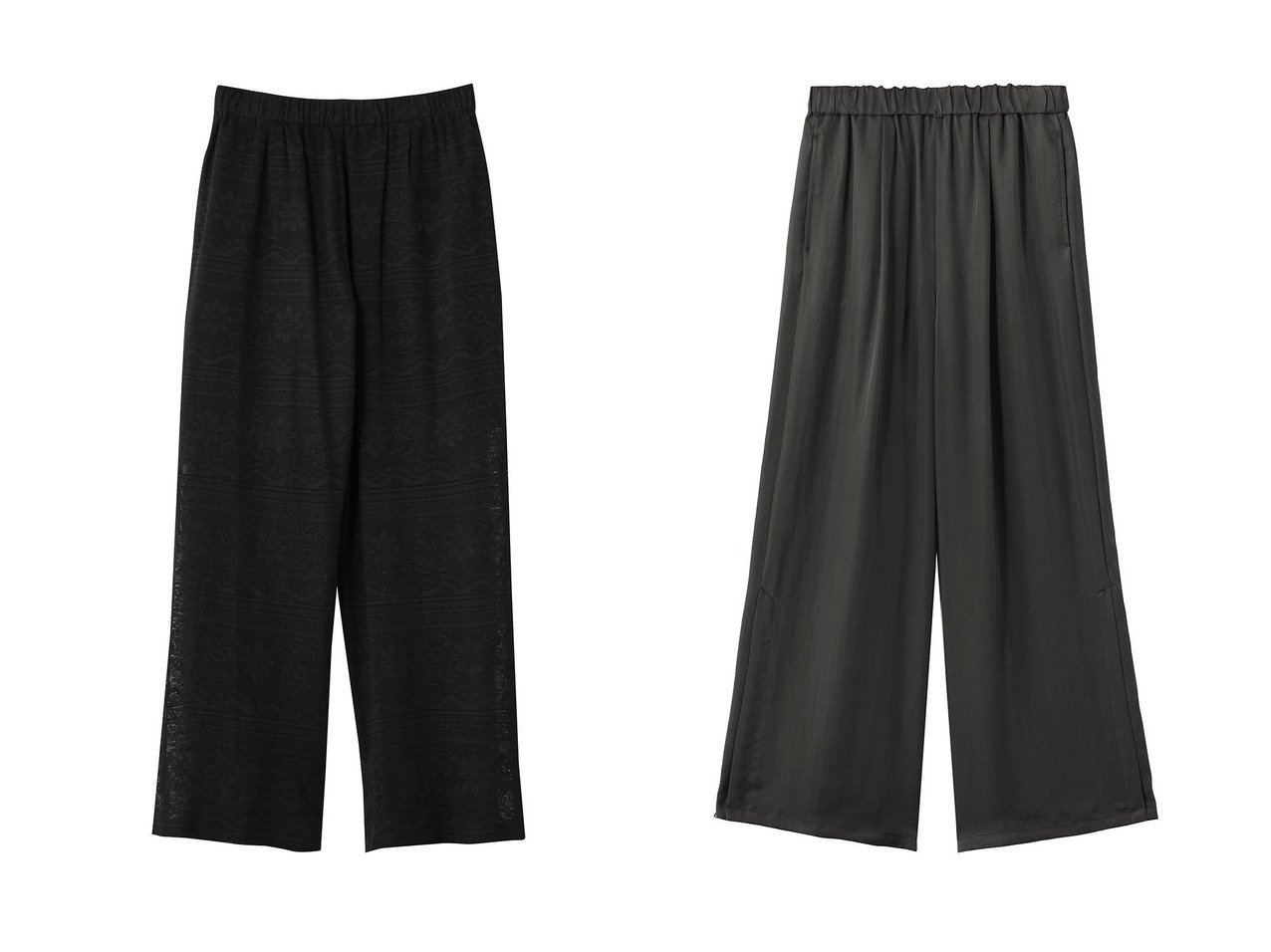 【heliopole/エリオポール】のCUPRO スリットイージーパンツ&【normment】コットンレースイージーパンツ おすすめ人気トレンドファッション通販アイテム インテリア・キッズ・メンズ・レディースファッション・服の通販 founy(ファニー) 　ファッション　Fashion　レディースファッション　Fashion for Women　パンツ　Pants & Trousers　シューズ　Shoes, Footwear　リラックス　Relax, Relaxed Fit　レース　Lace, Lace Fabric　今季　This Season, Current Season　新作・新入荷　New Arrivals / New In　ブラック系　Black　グレー系　Gray　|ID:crp329100000227602