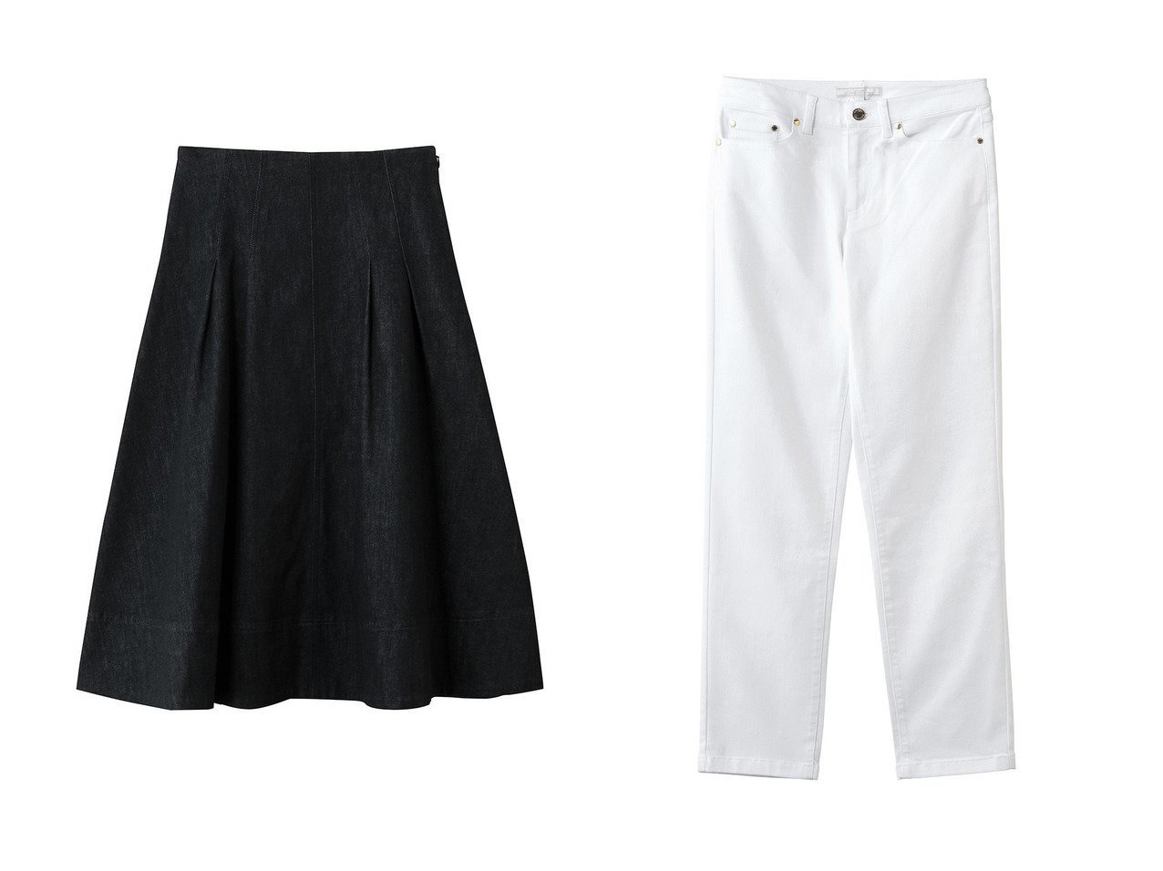 【Brooks Brothers/ブルックス ブラザーズ】のストレッチコットンブレンド 5ポケット デニムパンツ&ストレッチコットンデニム ミディ フレアスカート おすすめ人気トレンドファッション通販アイテム インテリア・キッズ・メンズ・レディースファッション・服の通販 founy(ファニー) 　ファッション　Fashion　レディースファッション　Fashion for Women　スカート　Skirts　Aライン・フレアスカート　A-Line & Flared Skirts　パンツ　Pants & Trousers　デニムパンツ・ジーンズ・美脚デニム　Denim Jeans & Pants　トップス・カットソー　Cut & Sew Tops　インディゴ　Indigo Denim　エレガント 上品　Elegant　デニム　Denim, Jeans Material　フレア　Flare, Flared　夏　Summer　新作・新入荷　New Arrivals / New In　春　Spring　S/S・春夏　SS, Spring/Summer, Warm Season　A/W・秋冬　Autumn/Winter　なめらか　Smooth, Silky Texture　コイン　Coin, Coin Design　ショート　Short, Short Length　ジーンズ　Jeans, Denim Pants　ストレッチ　Stretch, Stretchy Fabric　ストレート　Straight, Straight Cut　スリーブ　Sleeve, Long Sleeve / Short Sleeve　フロント　Front, Front Design　ポケット　Pocket, Pocket Detail　モチーフ　Motif, Design Theme　ブルー系　Blue　ホワイト系　White　|ID:crp329100000227608