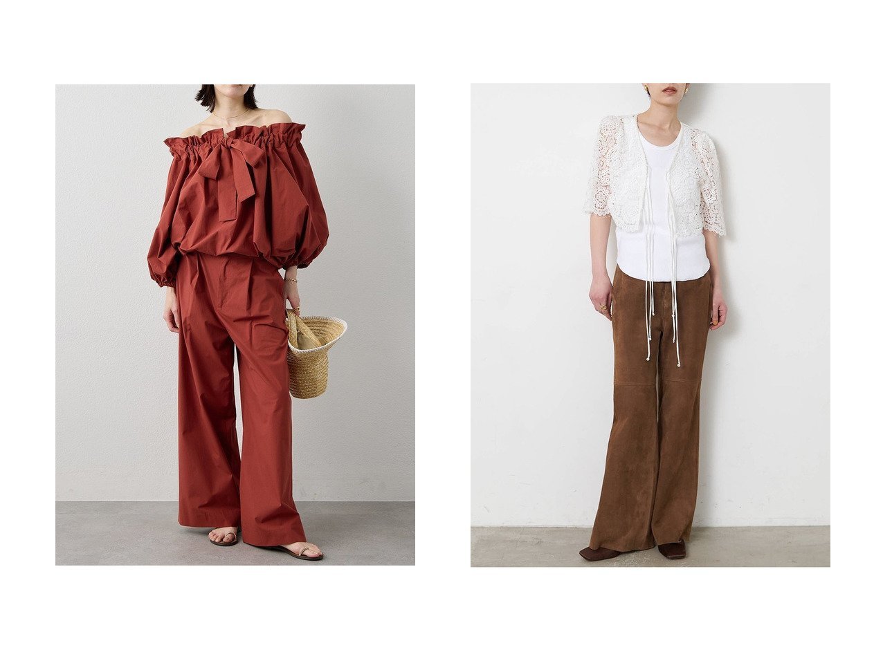 【Whim Gazette/ウィムガゼット】のコットンタイプライターパンツ&ゴートスエードパンツ おすすめ人気トレンドファッション通販アイテム インテリア・キッズ・メンズ・レディースファッション・服の通販 founy(ファニー) 　ファッション　Fashion　レディースファッション　Fashion for Women　パンツ　Pants & Trousers　おすすめ　Recommended / Our Picks　クール　Cool, Chic　セットアップ　Set-Up, Coordinated Outfit　タイプライター　Typewriter Fabric, Crisp Cotton　バランス　Balance, Style Balance　リボン　Ribbon, Bow　ワイド　Wide, Wide Fit　新作・新入荷　New Arrivals / New In　ブラック系　Black　ブルー系　Blue　ブラウン系　Brown　|ID:crp329100000227622