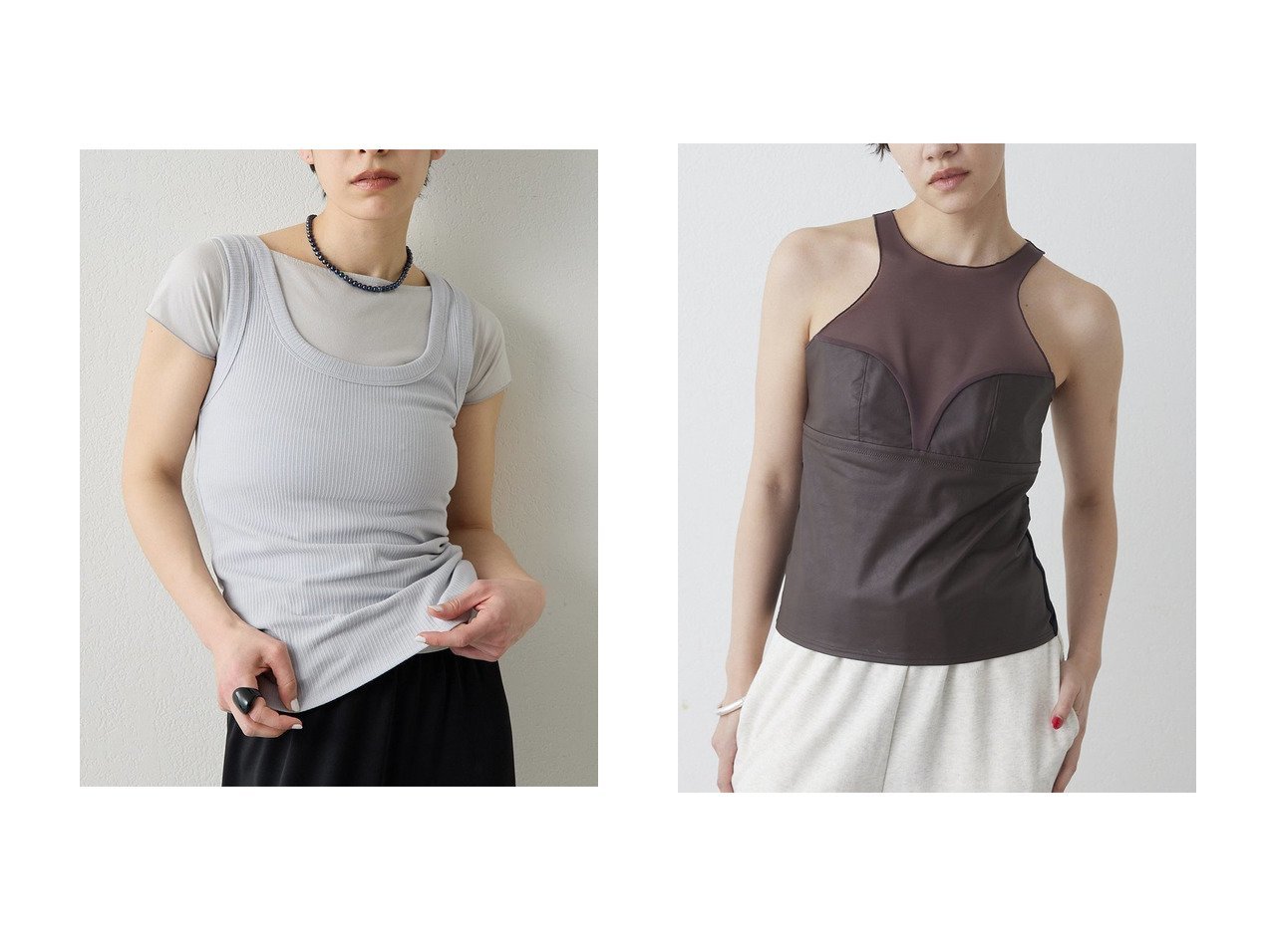 タンクセットとブラトップで楽しむレイヤードスタイル【Whim Gazette(ウィムガゼット)】の通販 おすすめ人気トレンドファッション通販アイテム インテリア・キッズ・メンズ・レディースファッション・服の通販 founy(ファニー) 　ファッション　Fashion　レディースファッション　Fashion for Women　トップス・カットソー　Cut & Sew Tops　シャツ・ブラウス・オフィスカジュアル　Elegant Blouses & Button-Ups　ロングTシャツ・Tシャツ　Longline T-Shirts & Tees　カットソー・ベーシックTシャツ　Cut-and-Sewn Tops / Stretch Tees & Basics　キャミソール&ノースリーブ　Camisoles & Sleeveless Tops　カットソー　Cut and Sewn Top　クール　Cool, Chic　コンパクト　Compact, Small Size　シアー　Sheer, See-Through　ショート　Short, Short Length　スリーブ　Sleeve, Long Sleeve / Short Sleeve　タンク　Tank Top, Sleeveless Top　ランダム　Random, Irregular　新作・新入荷　New Arrivals / New In　ホワイト系　White　ブルー系　Blue　ブラウン系　Brown　|ID:crp329100000227628